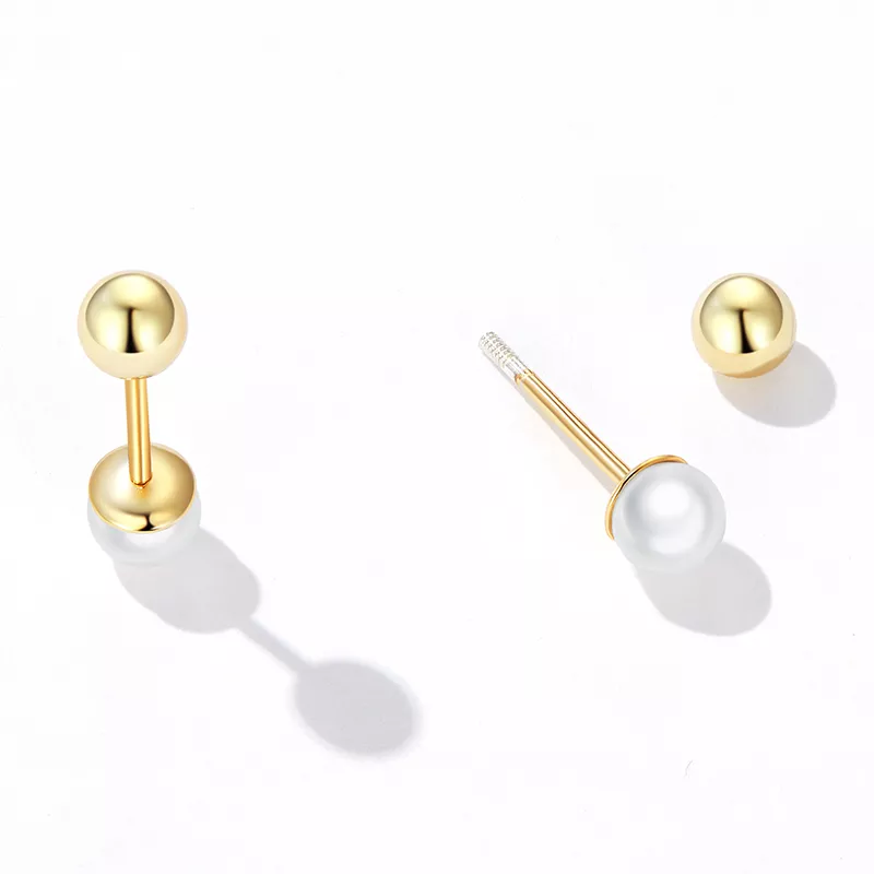 (imagen para) Aretes de perlas estilo Pandora - BSE630-BL - Ver 3