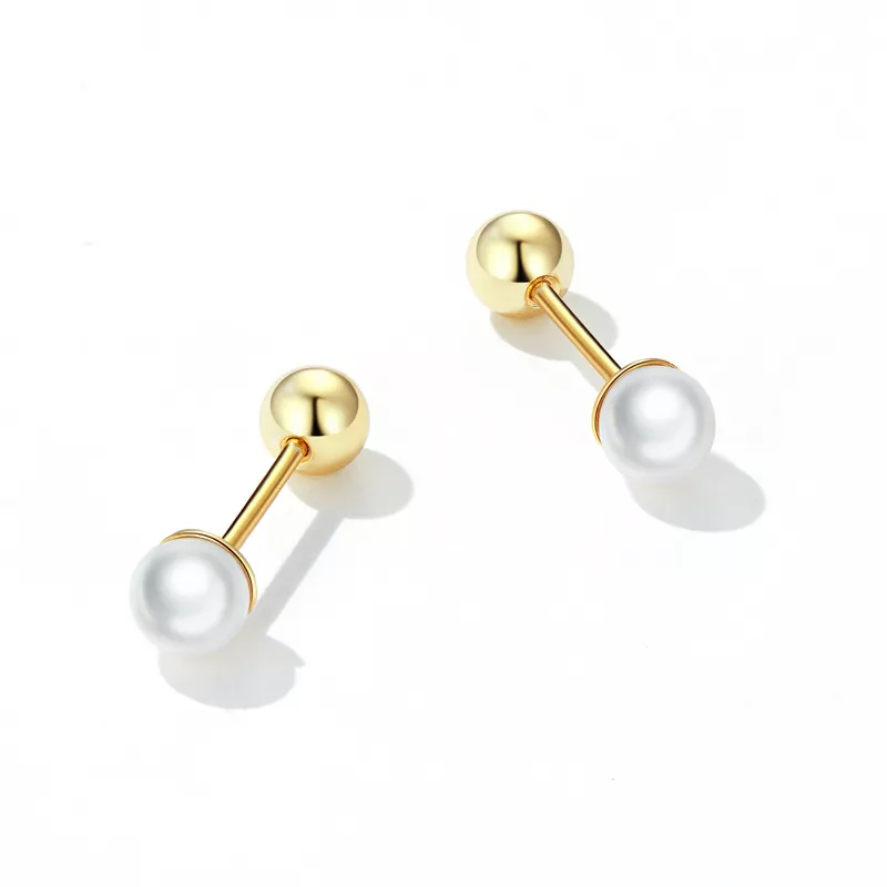 (imagen para) Aretes de perlas estilo Pandora - BSE630-BL - Ver 4