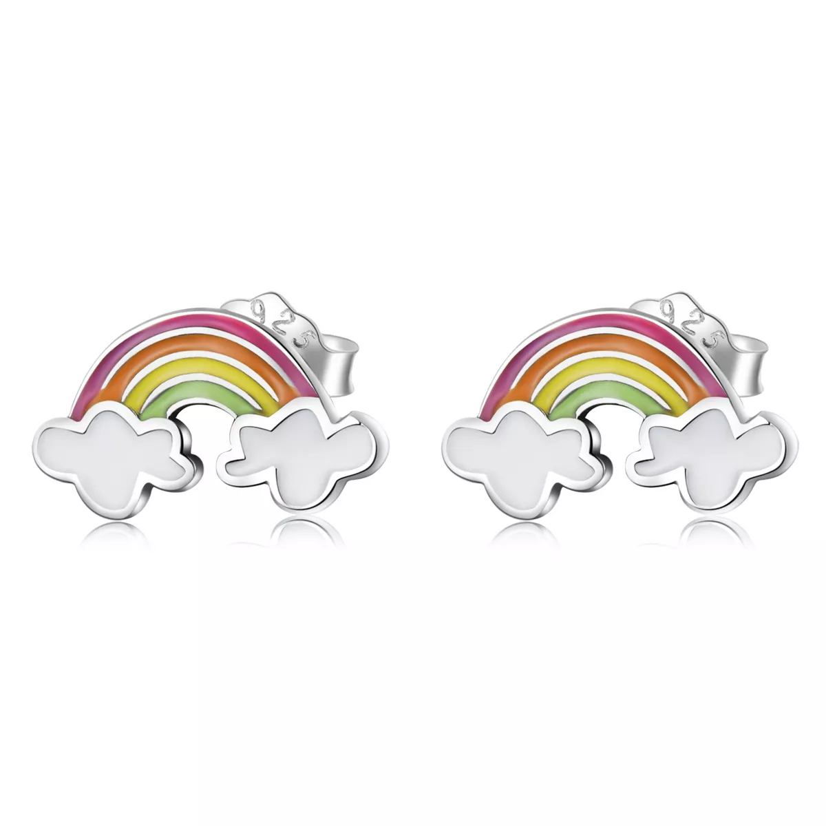 aretes estilo pandora con nubes arcoíris sce1339