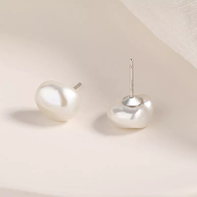 (imagen para) Estilo Pandora Barroco Pendientes de Estudio de Perlas - BSE604 - Ver 4