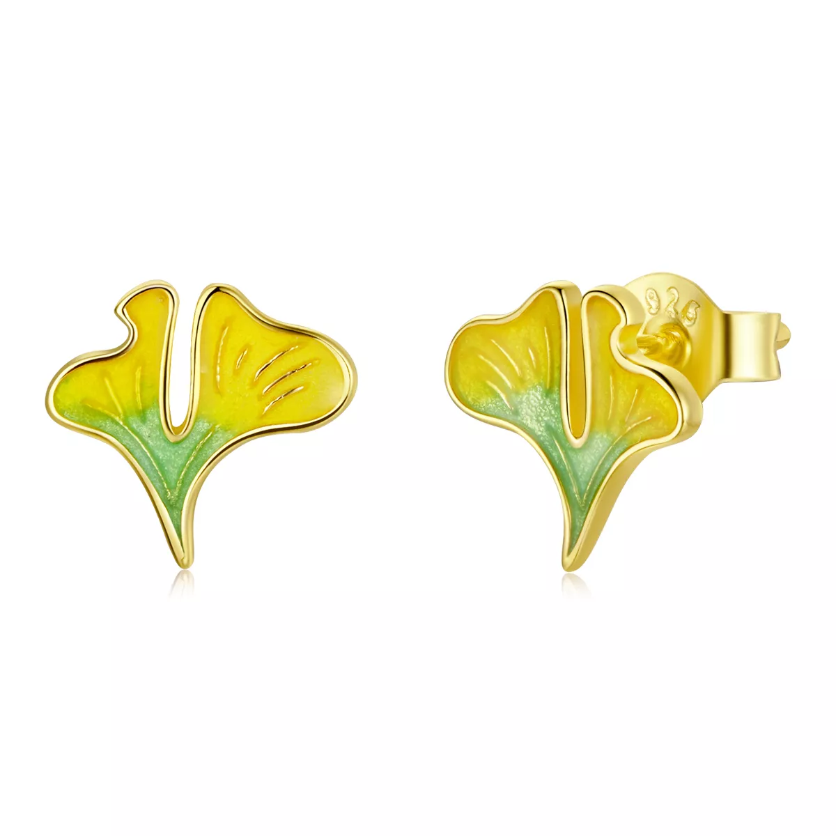 estilo pandora otoño pendientes de ginkgo biloba sce1247