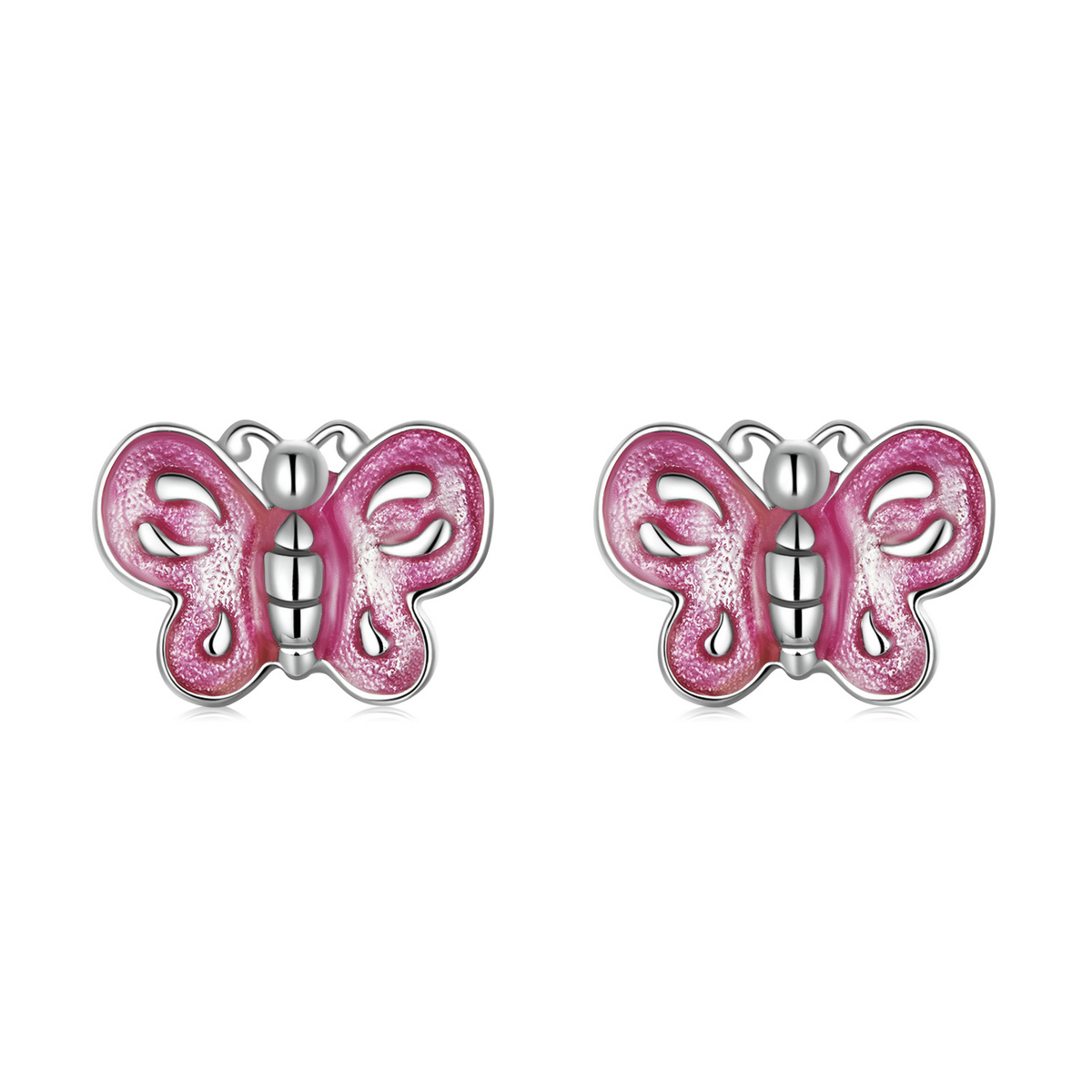 estilo pandora pendientes de mariposa rosa sce1344