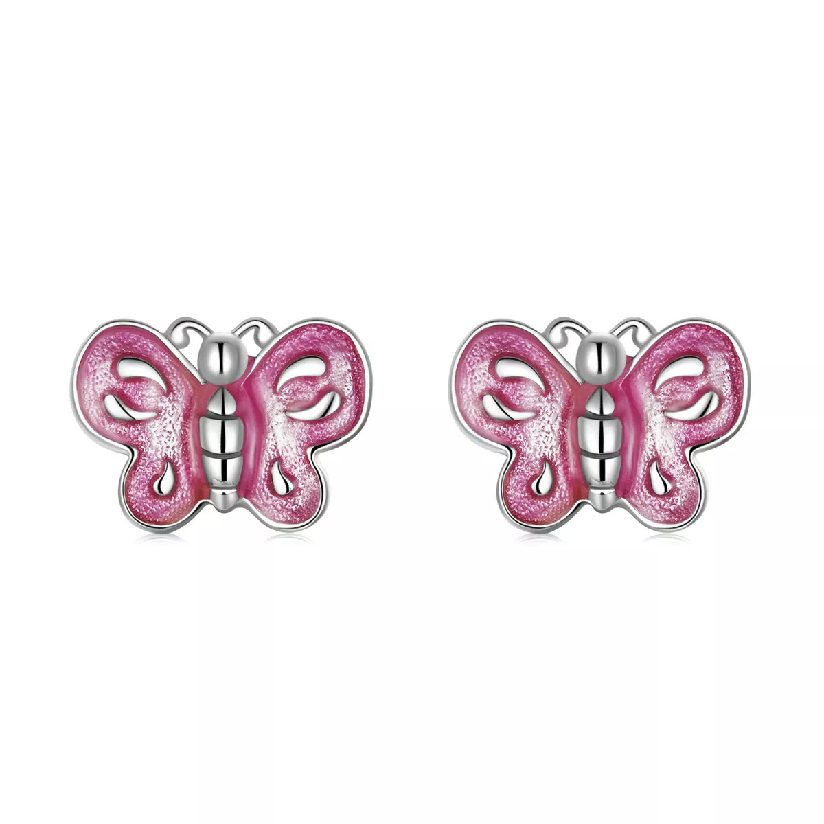 estilo pandora pendientes de mariposa rosa sce1344