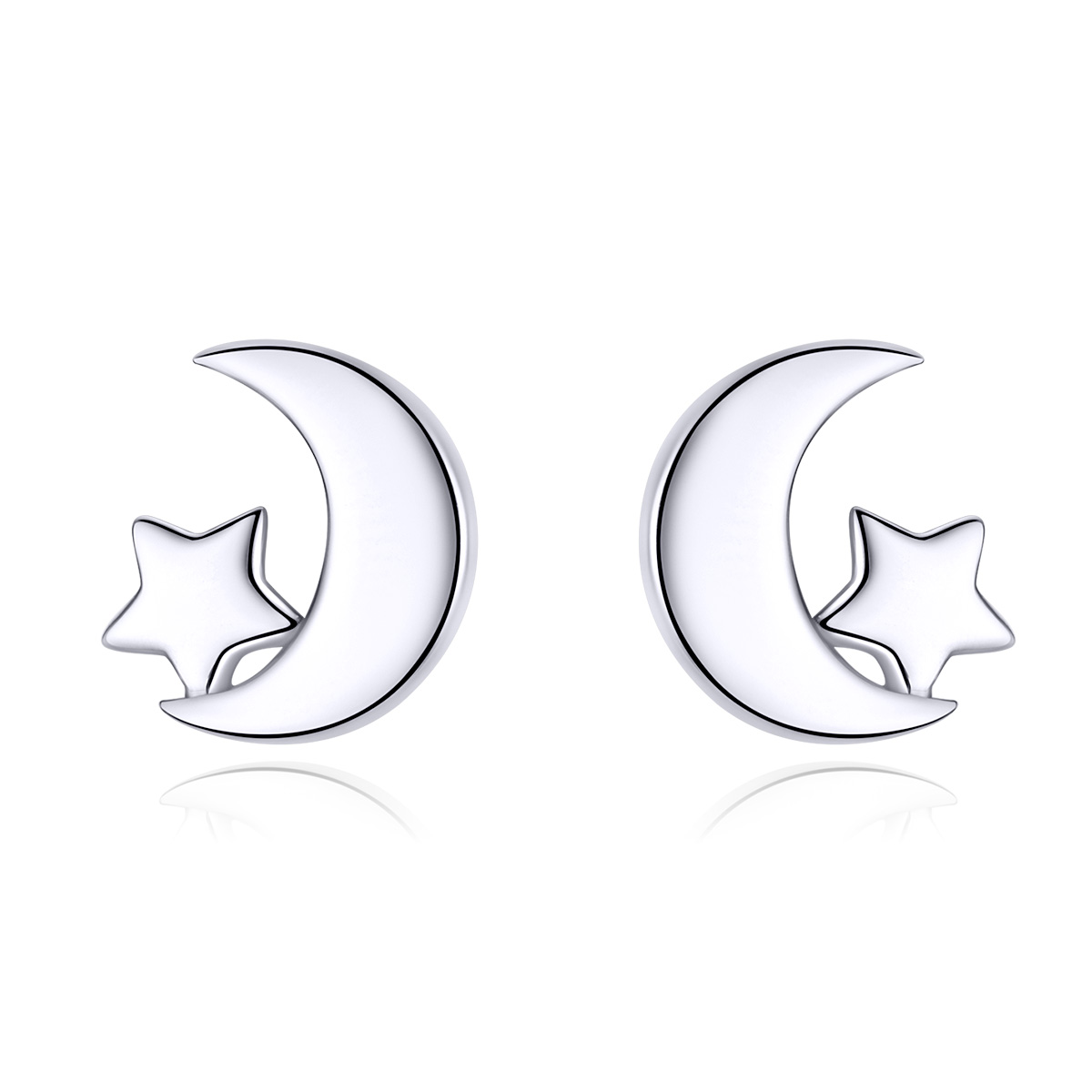 estos aretes de botón de estilo pandora tienen forma de luna y estrellas sce726