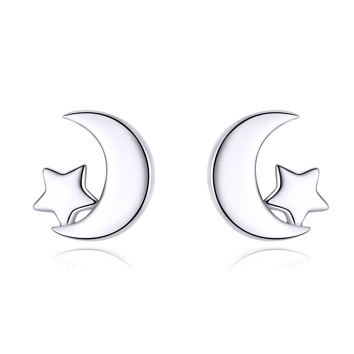 estos aretes de botón de estilo pandora tienen forma de luna y estrellas sce726