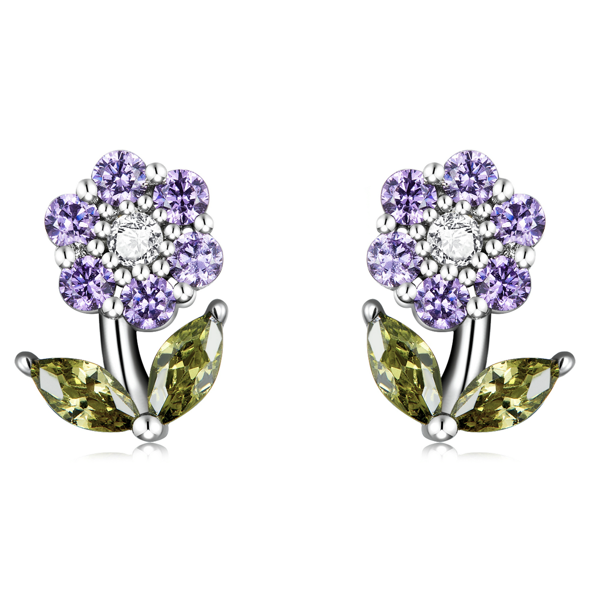 pendientes de botón estilo pandora con delicadas flores bse592 vt