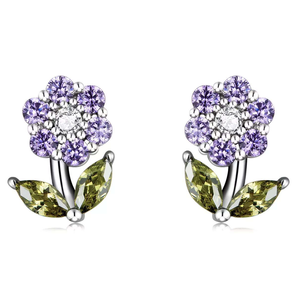 pendientes de botón estilo pandora con delicadas flores bse592 vt