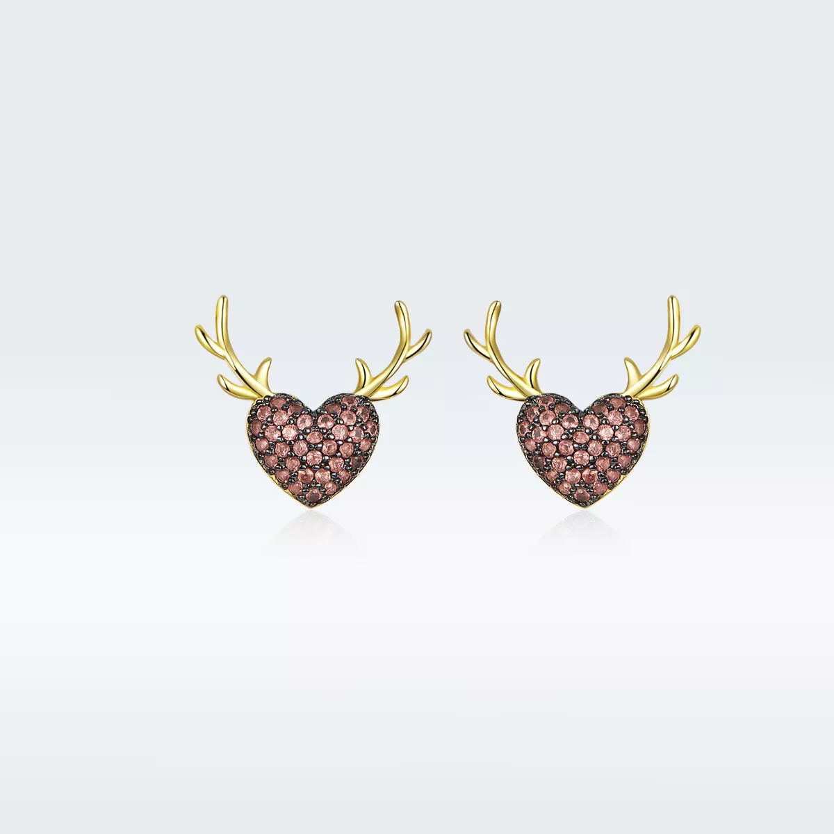 pendientes de botón estilo pandora con diseño de amor de ciervo bse313