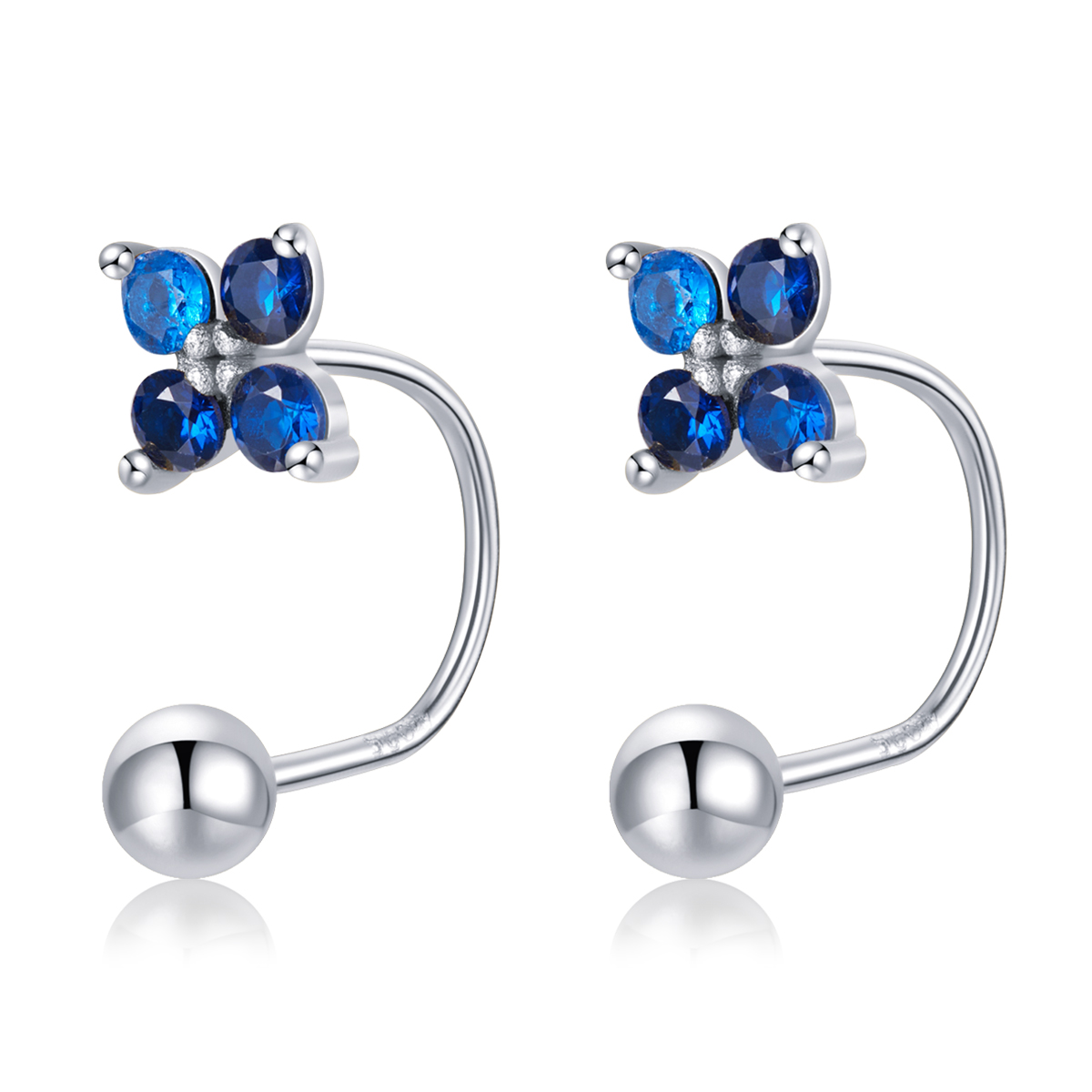 pendientes de botón estilo pandora con flores de cuatro pétalos sce1177 a