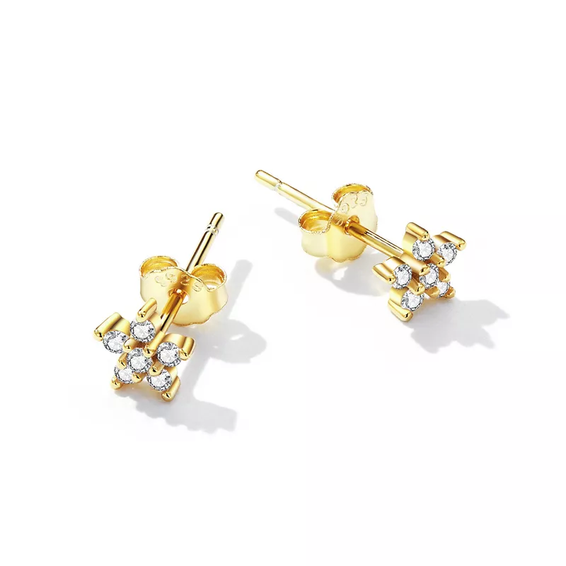 (imagen para) Pendientes de botón estilo Pandora con mini flores - BSE598-B - Ver 2
