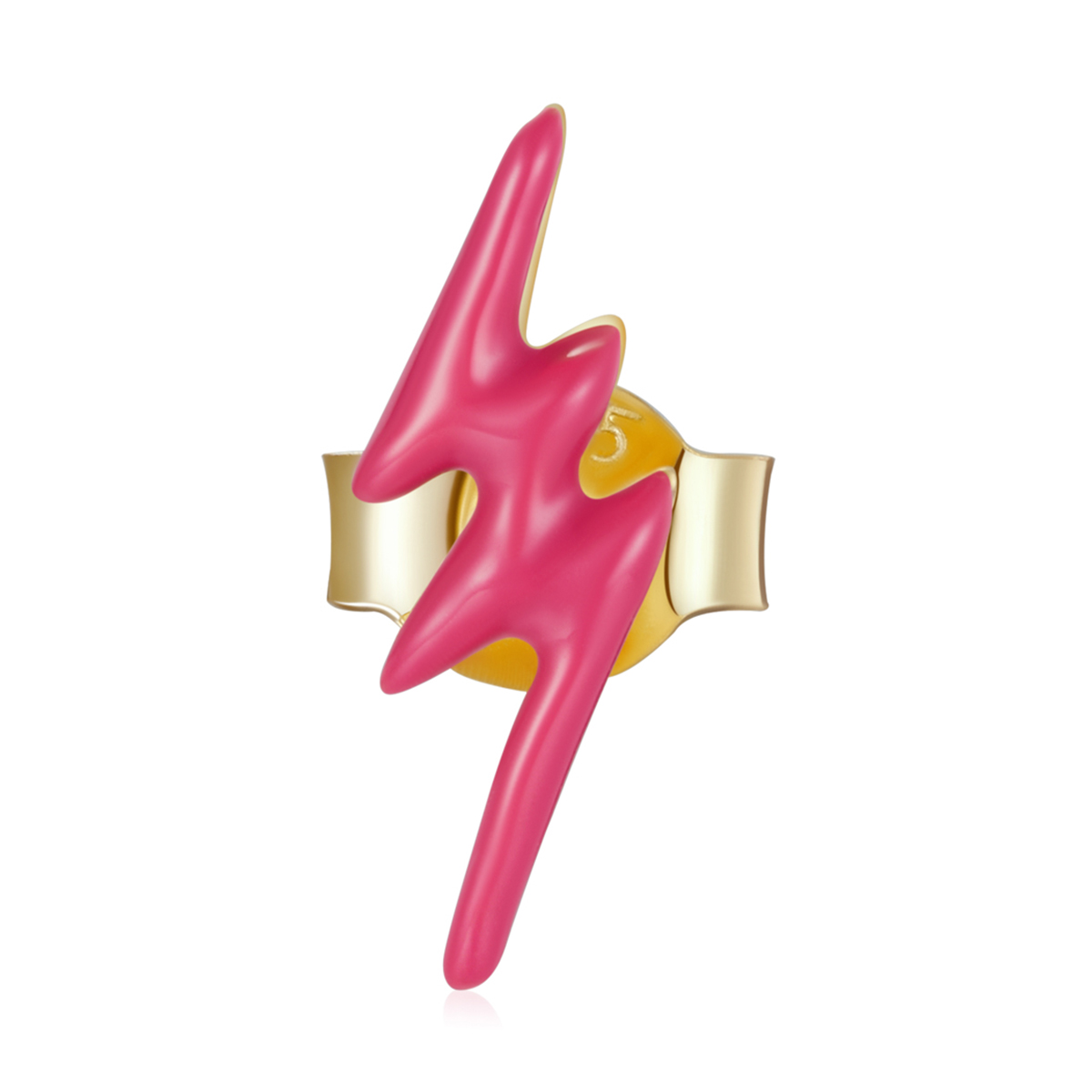 pendientes de botón estilo pandora con rayo rosa sce1236