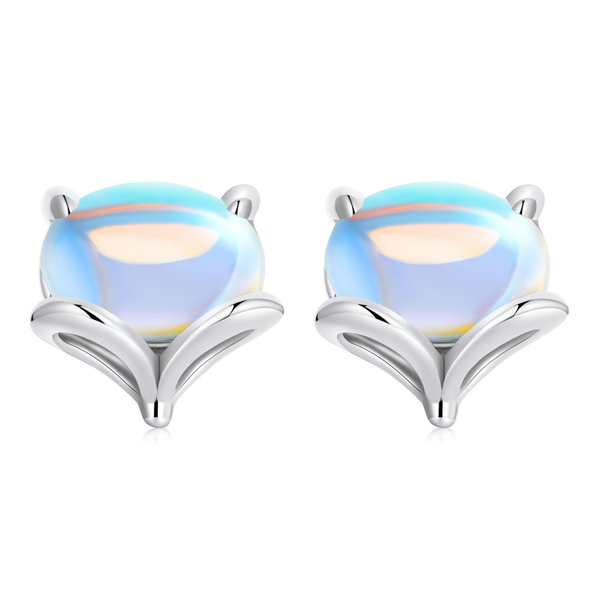 pendientes de estilo pandora con zorro de piedra lunar sce1386