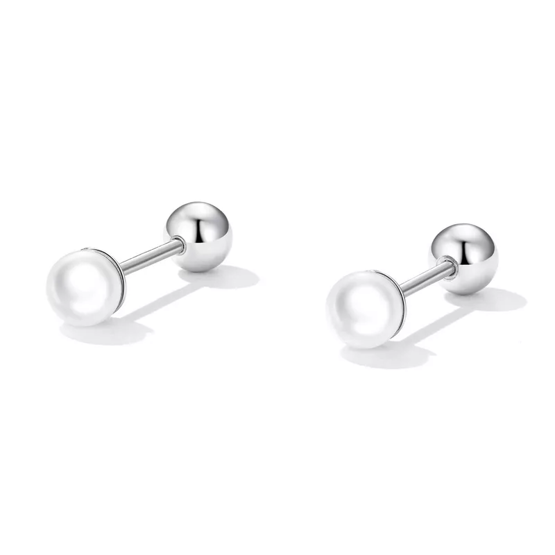 (imagen para) Pendientes de perlas estilo Pandora - BSE630-AL - Ver 2