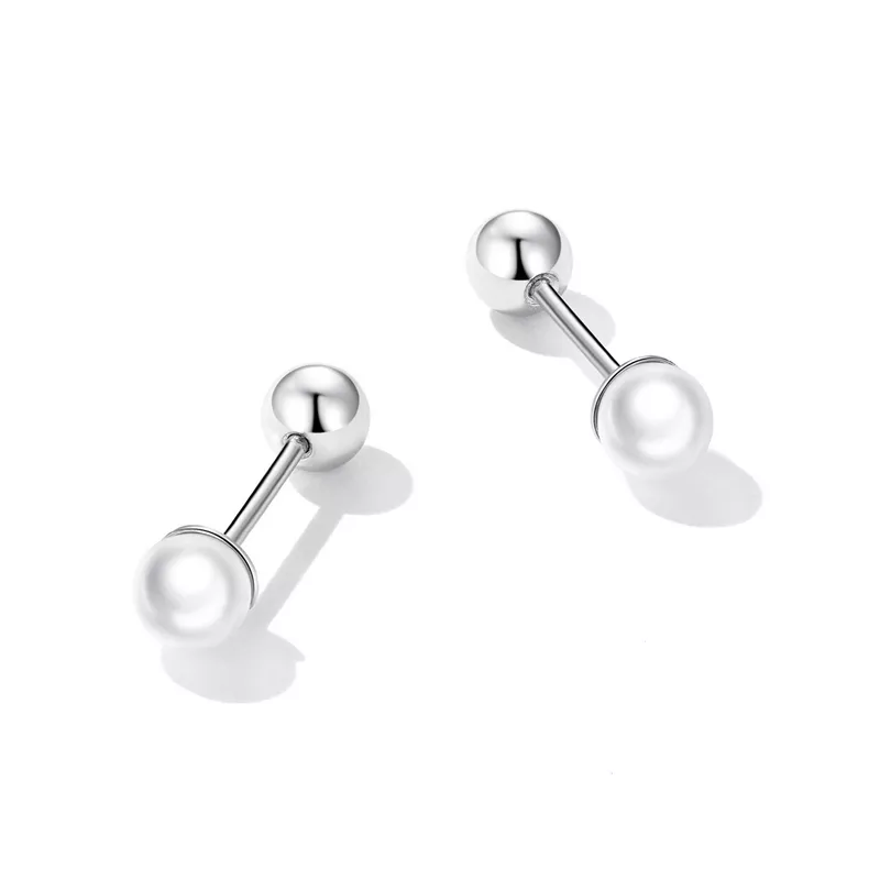 (imagen para) Pendientes de perlas estilo Pandora - BSE630-AL - Ver 4