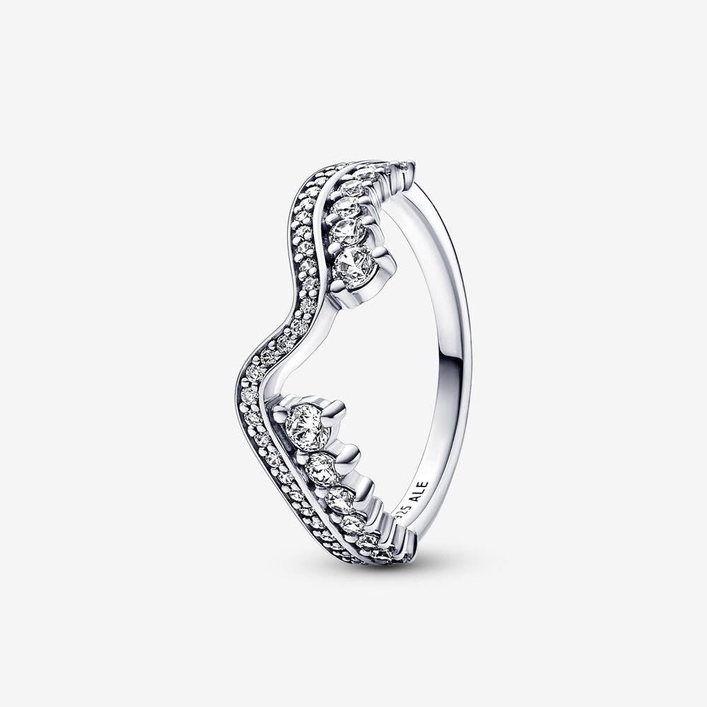 anillo pandora ondulado asimétrico brillante 192543c01
