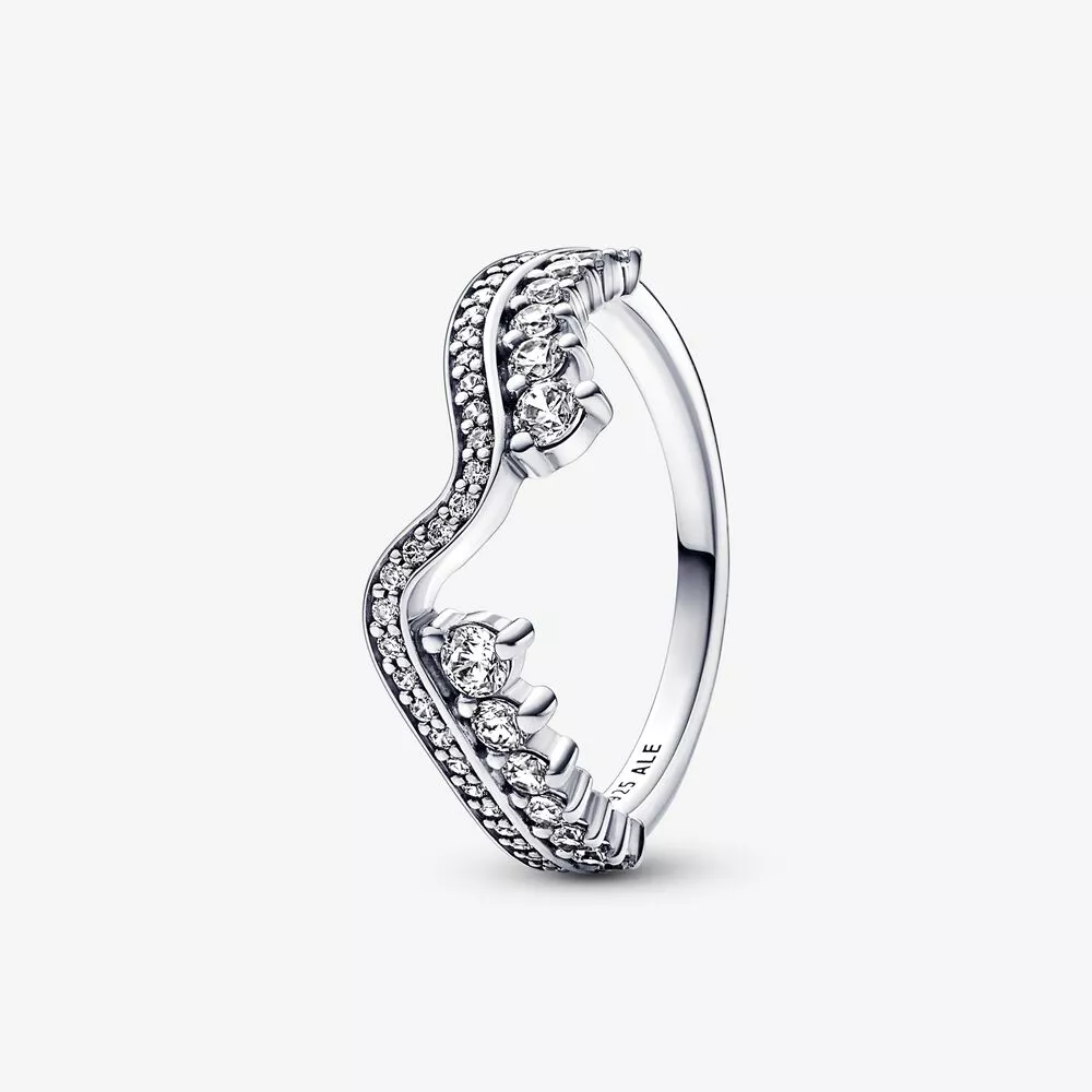 anillo pandora ondulado asimétrico brillante 192543c01