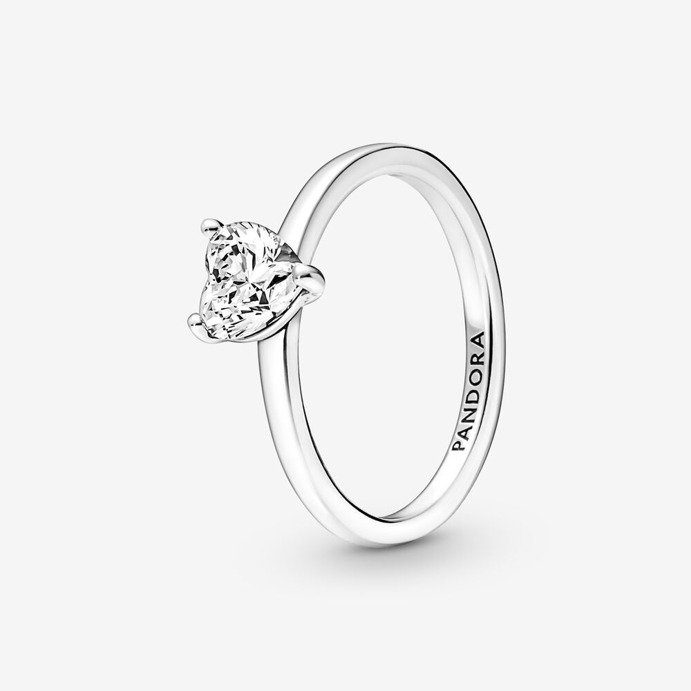 anillo solitario corazón brillante pandora 191165c01