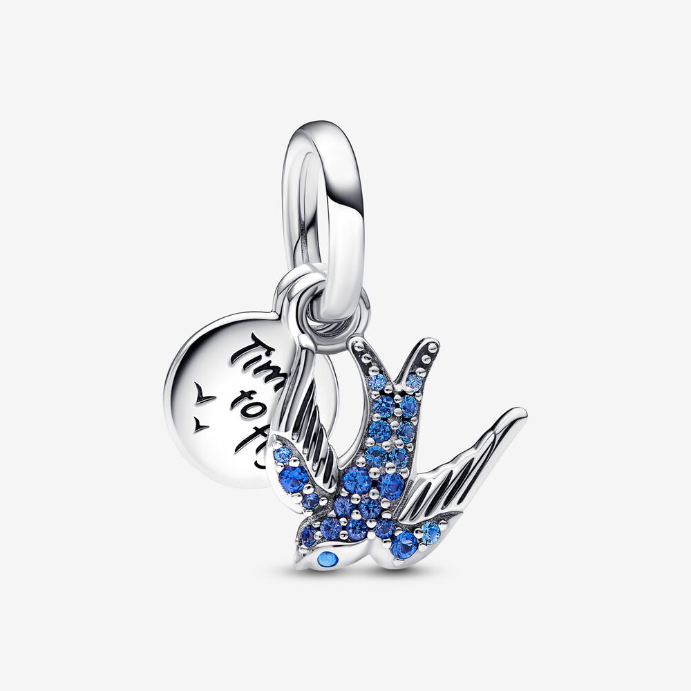 encanto de doble colgante pandora swallow quote sparkling 792570c01