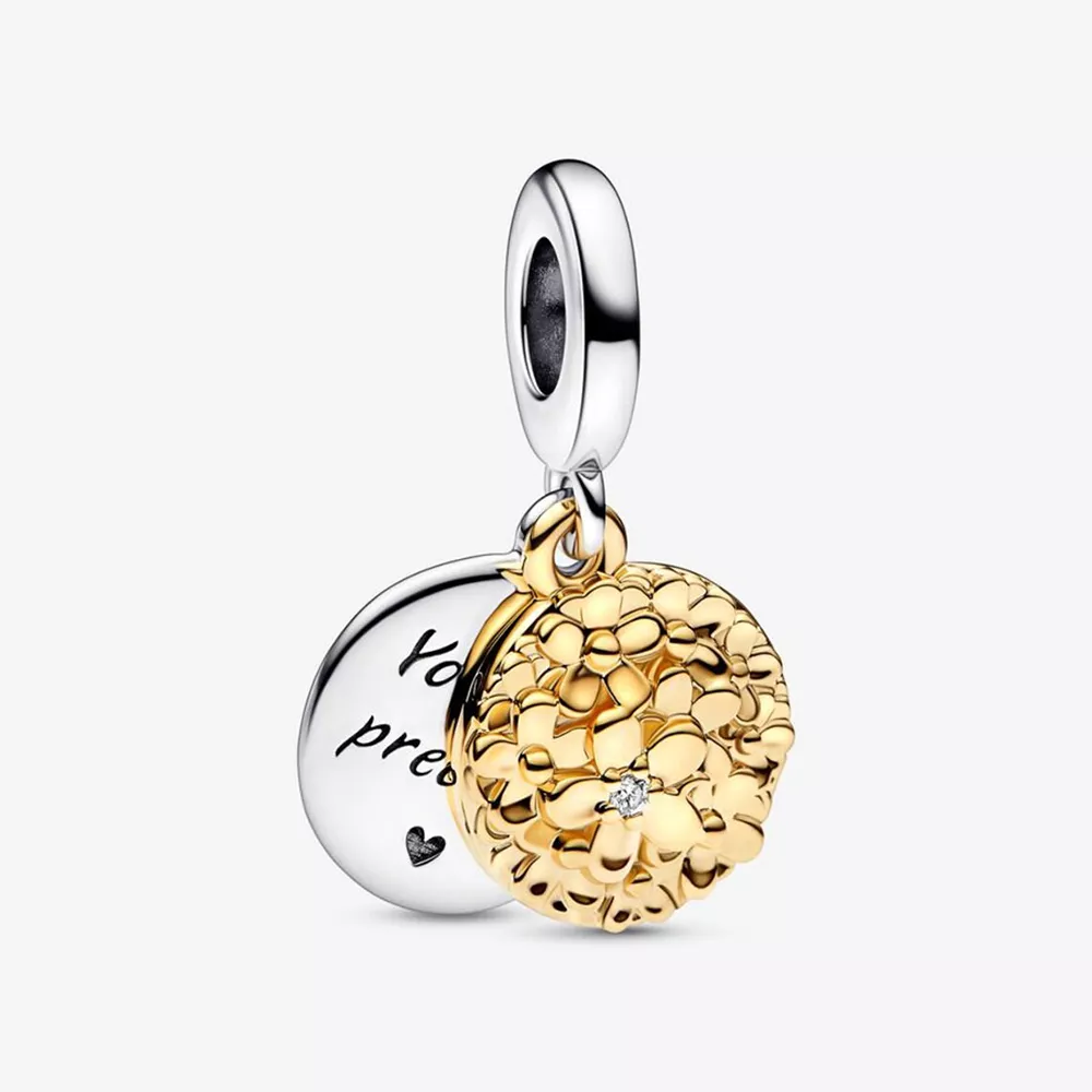 pandora charm doble colgante margarita bicolor 762341c01