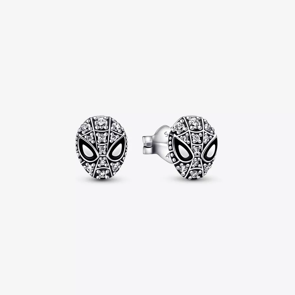 pendientes con diseño de máscara de spider man pavé de pandora marvel 292354c01