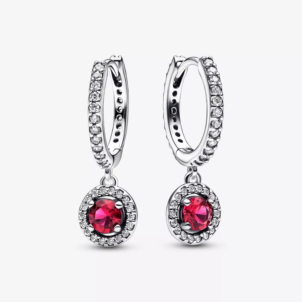pendientes de aro brillantes redondos pandora rojos 292379c01
