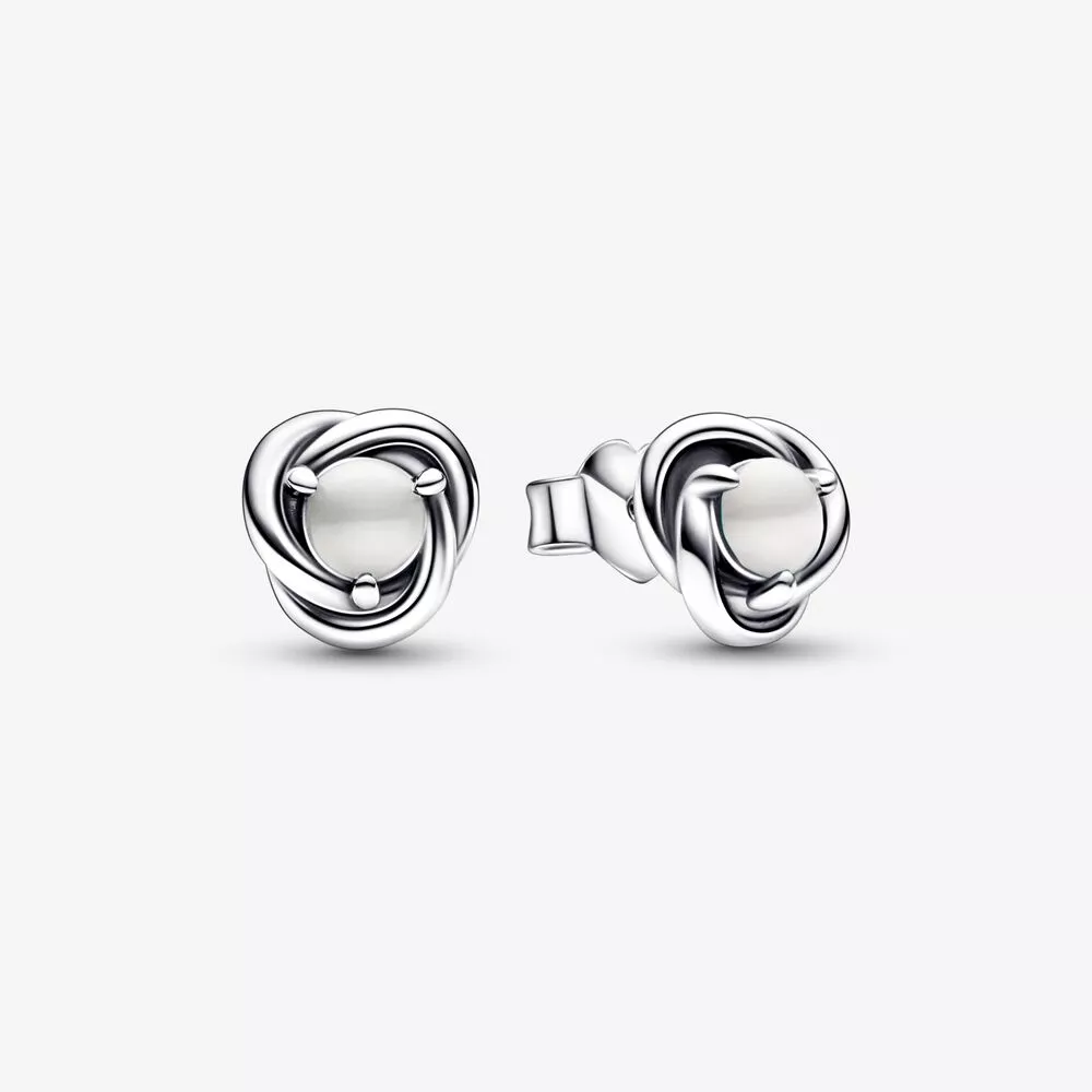 pendientes de botón en forma de círculo eterno blanco de pandora para junio 292335c03