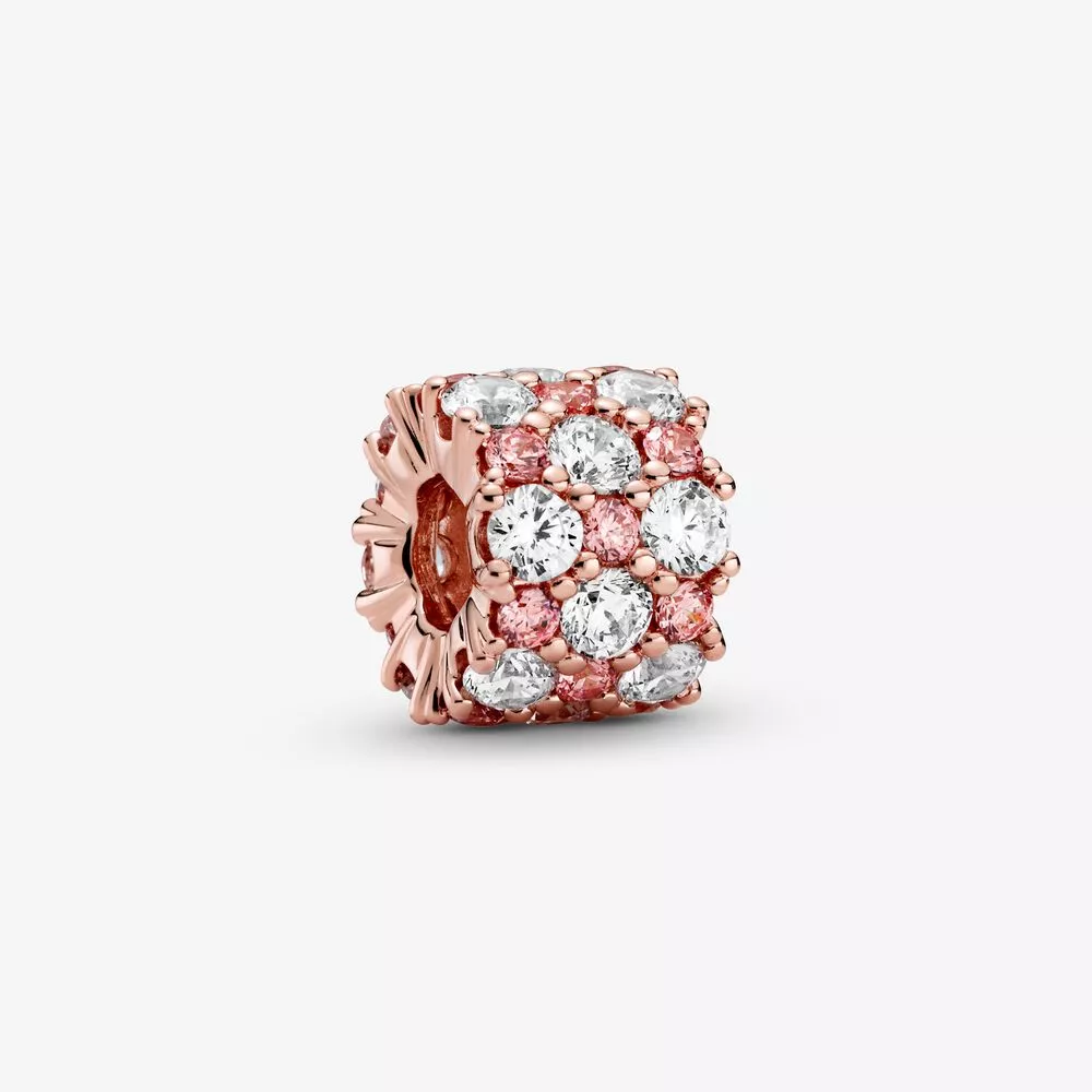 pulsera pandora rosa y transparente con encanto brillante 788487c01