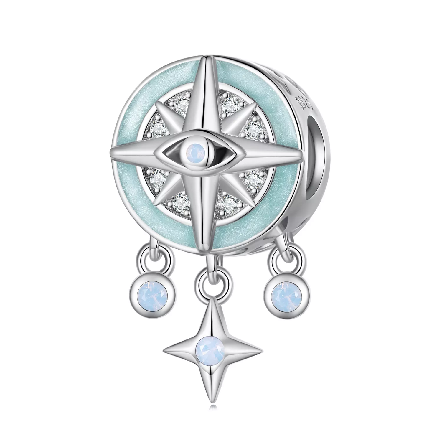 amuleto estilo pandora con forma de estrella y brújula bsc854