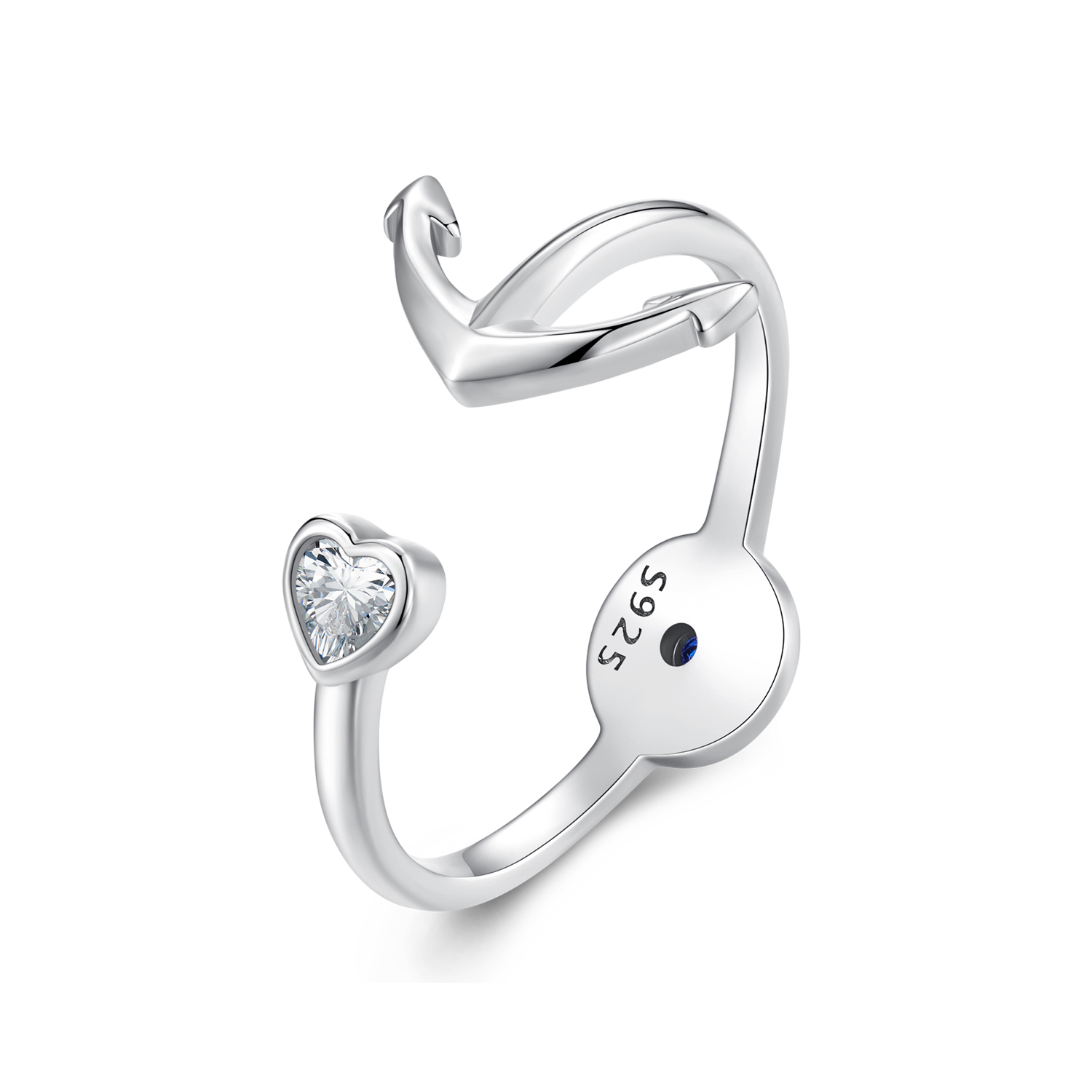 anillo abierto estilo pandora con ancla y brújula scr935
