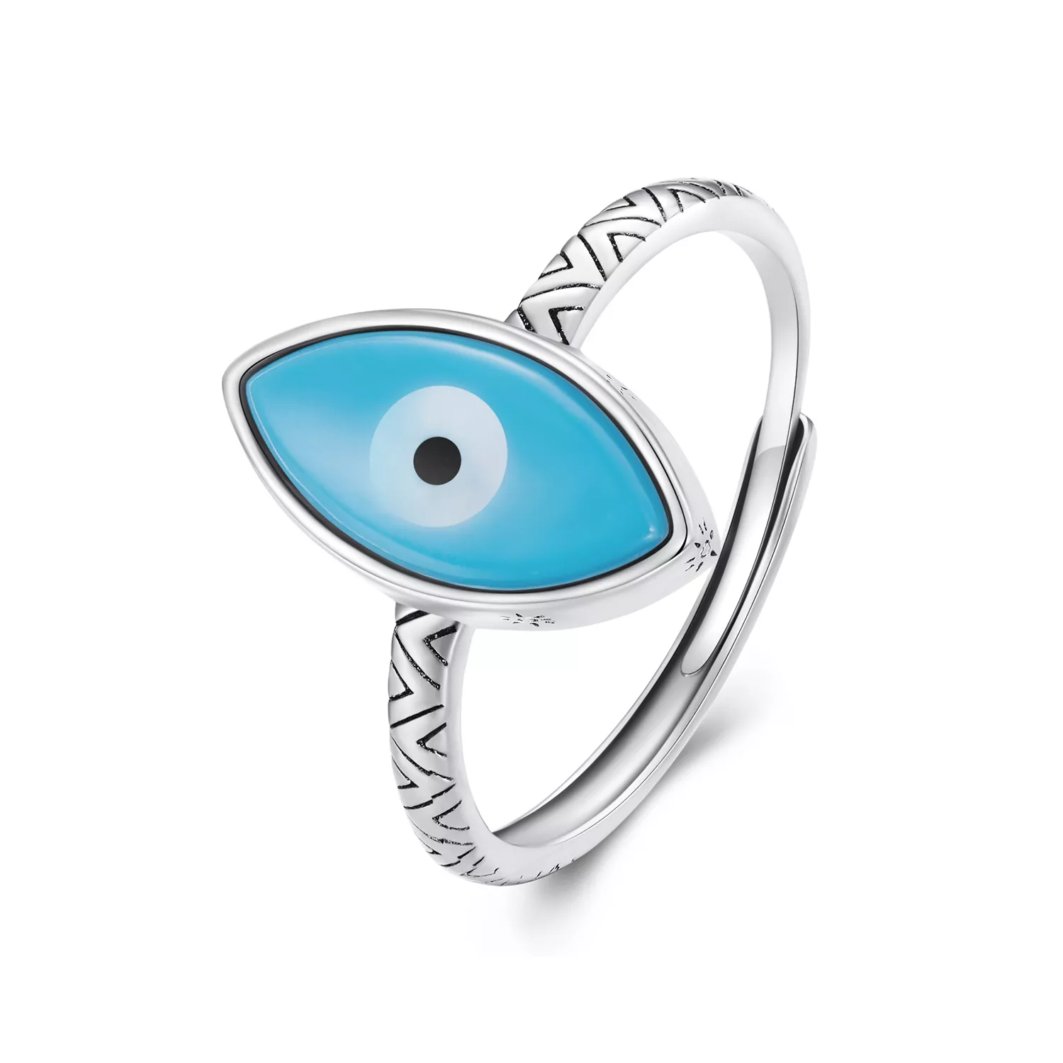 anillo abierto estilo pandora con ojo azul de monio scr937