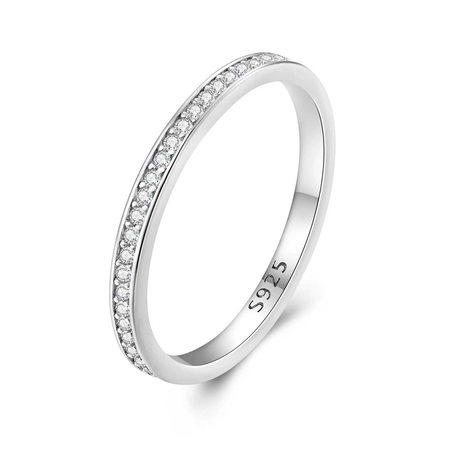 anillo de moissanita con estilo pandora y pavé msr030