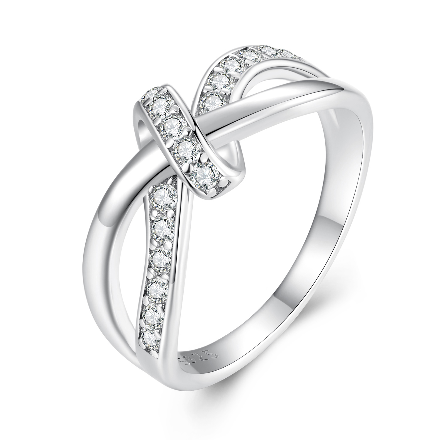 anillo de moissanite estilo pandora con cruz enrollada msr031