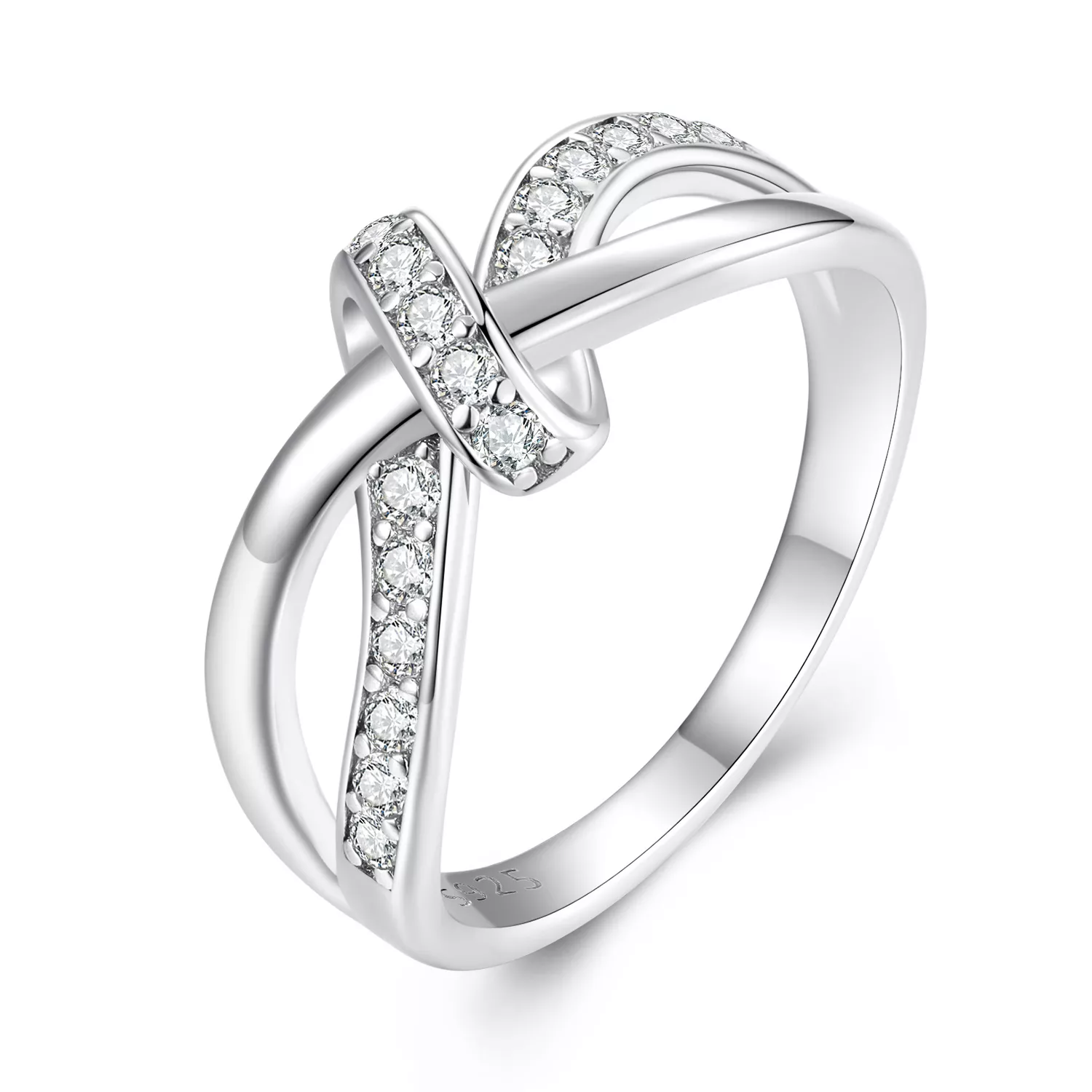 anillo de moissanite estilo pandora con cruz enrollada msr031