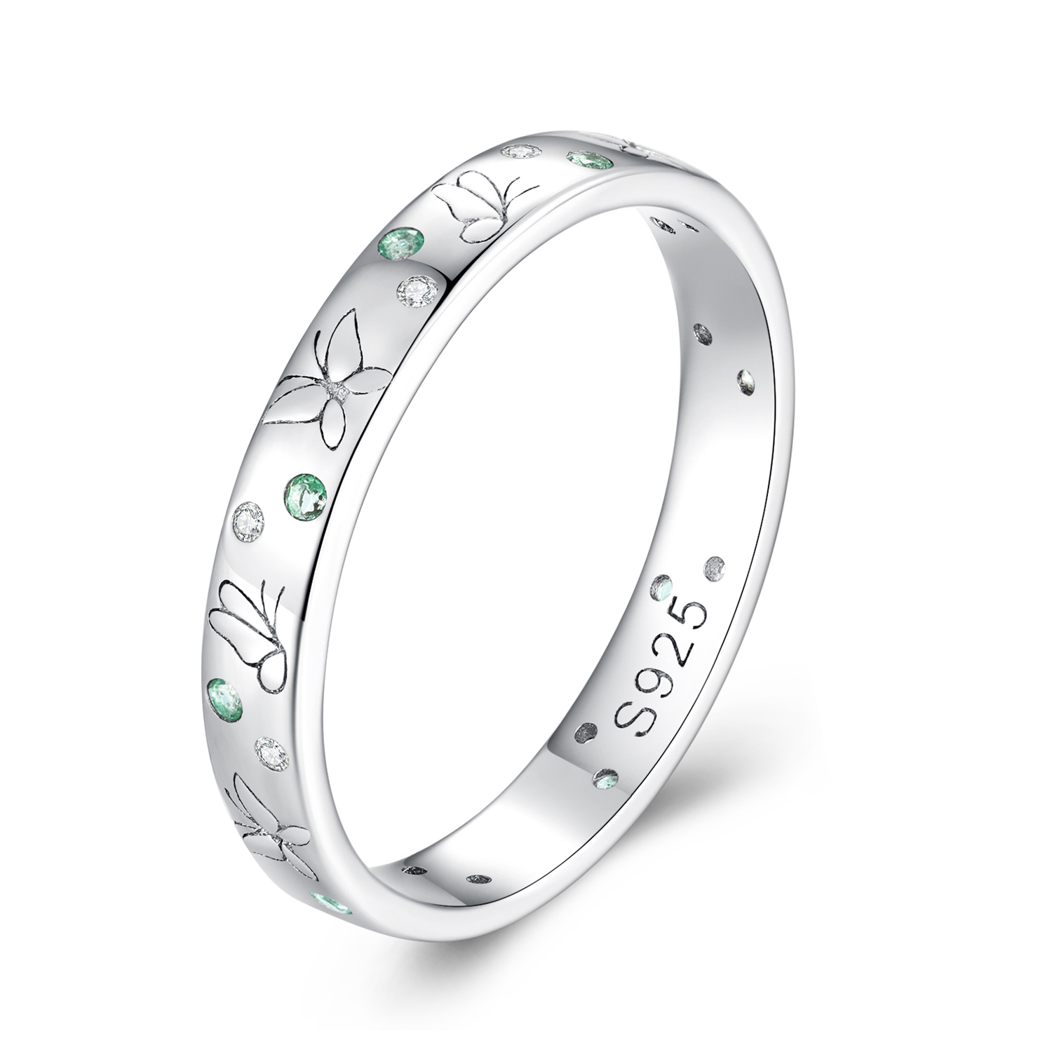 anillo estilo pandora con mariposa de primavera scr932