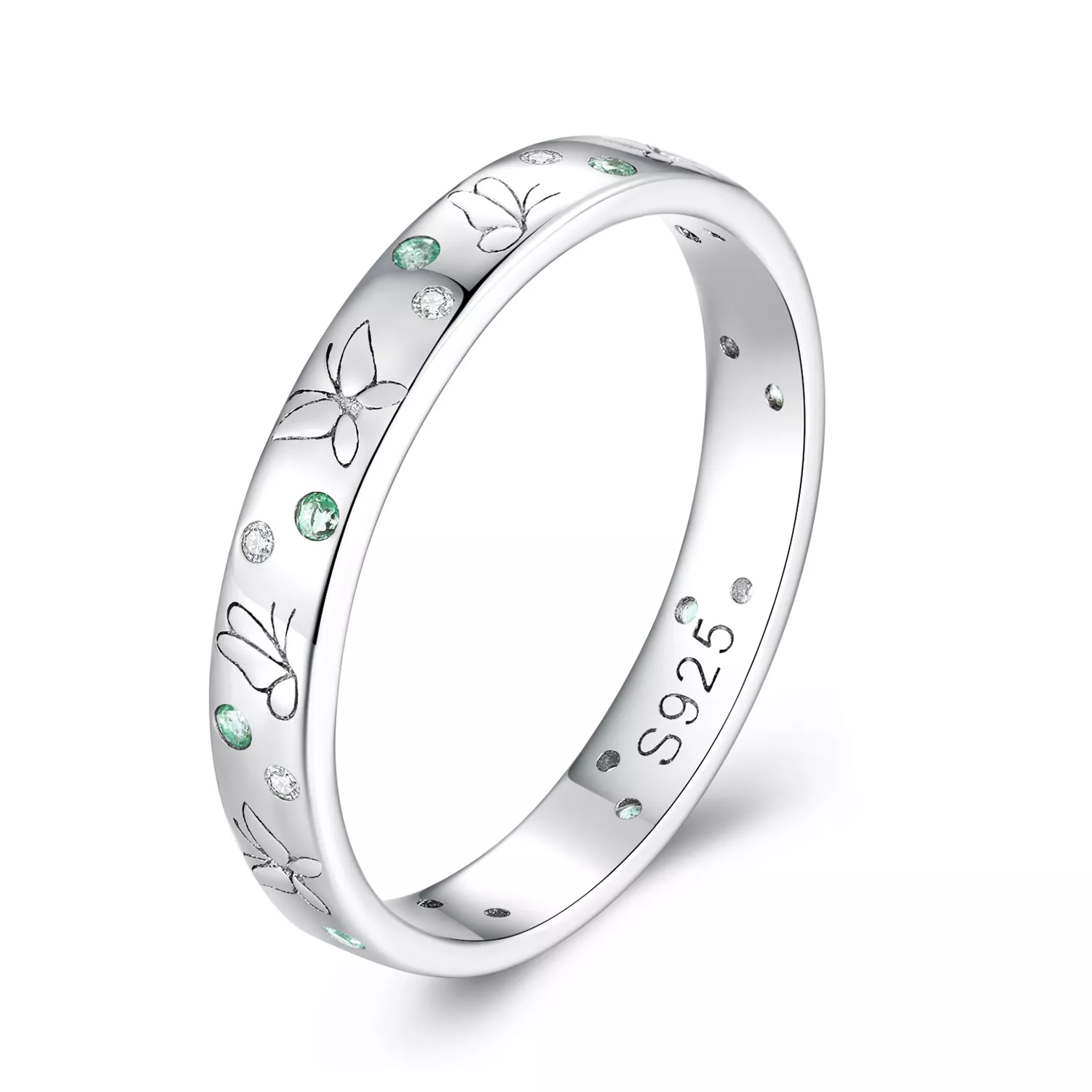 anillo estilo pandora con mariposa de primavera scr932