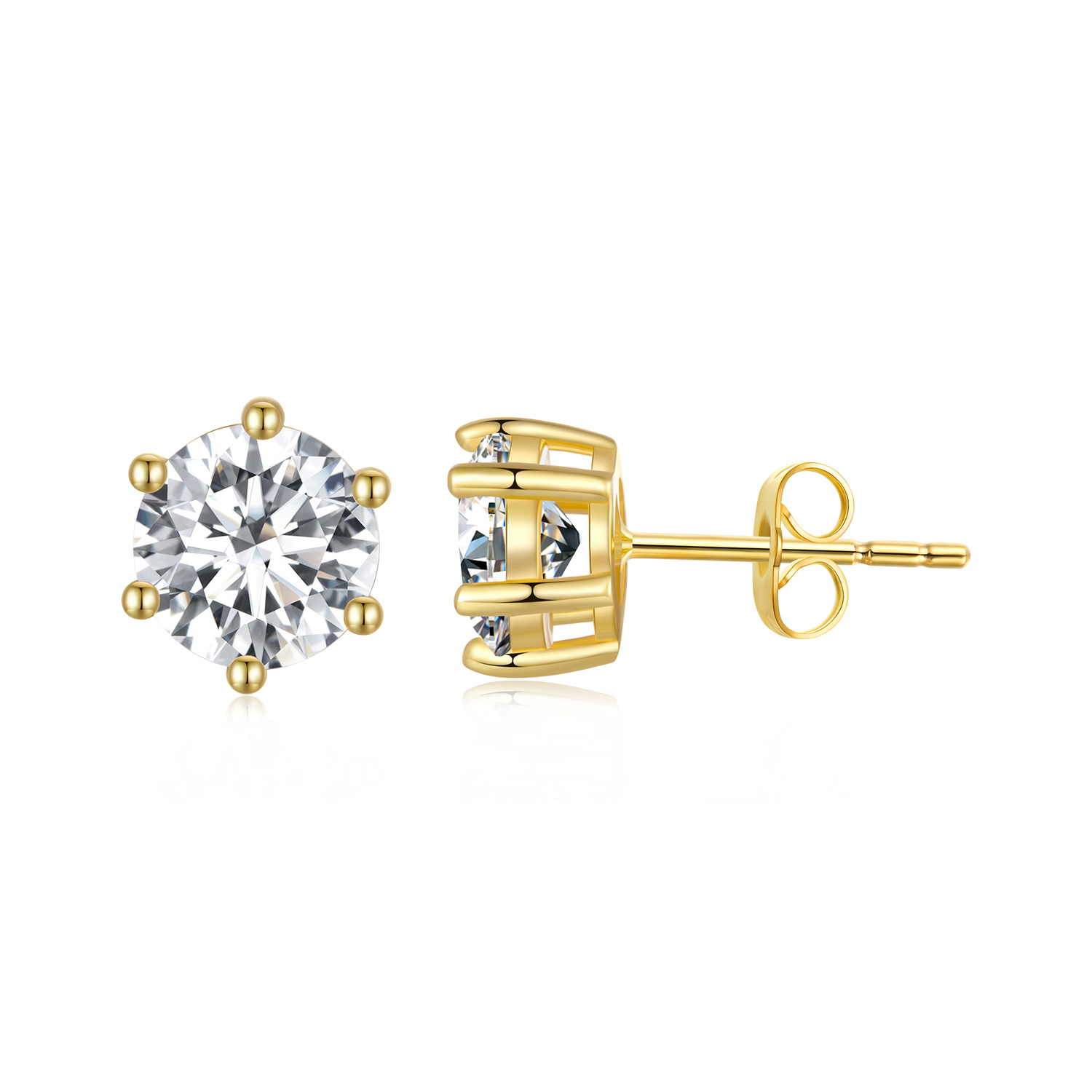 aretes con circonitas brillantes chapados en oro estilo pandora bse615 7b