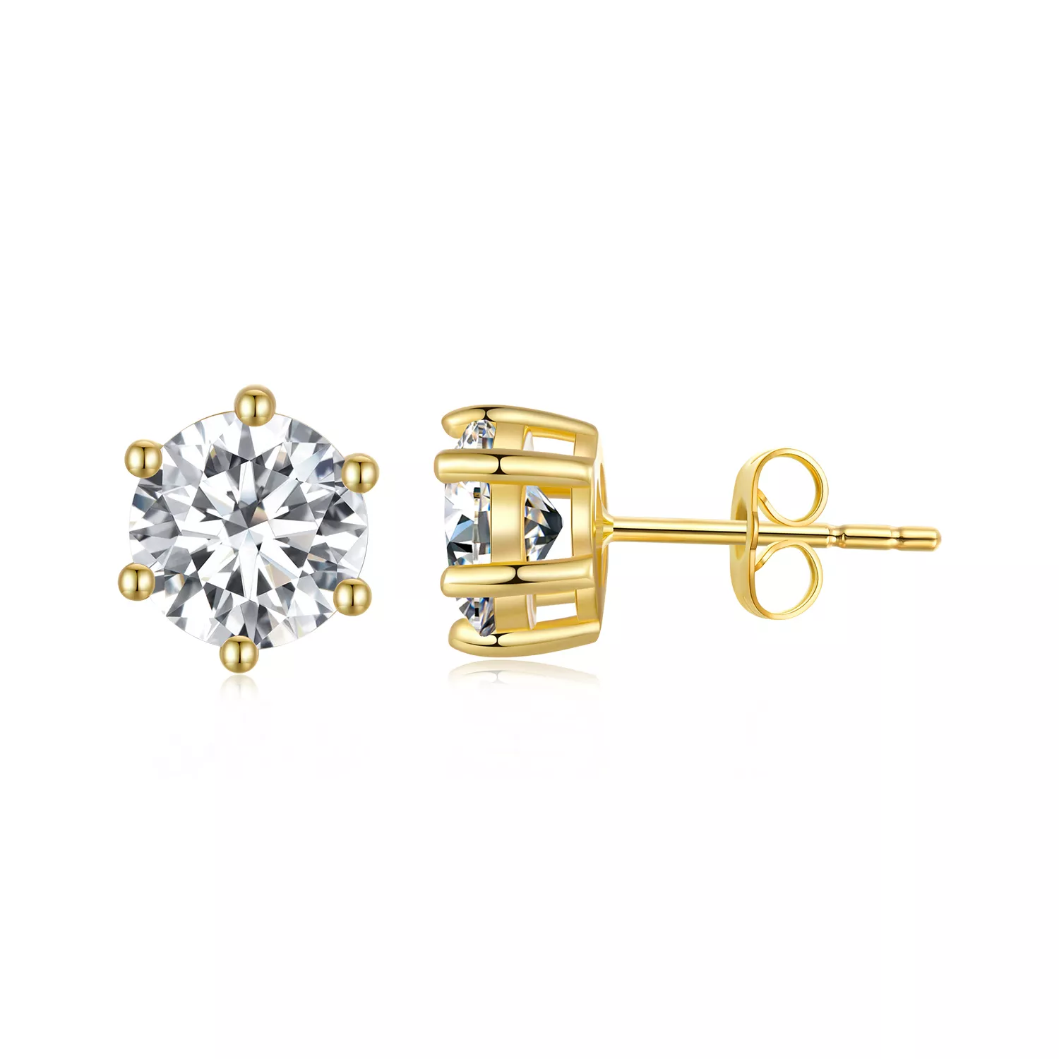 aretes con circonitas brillantes chapados en oro estilo pandora bse615 7b