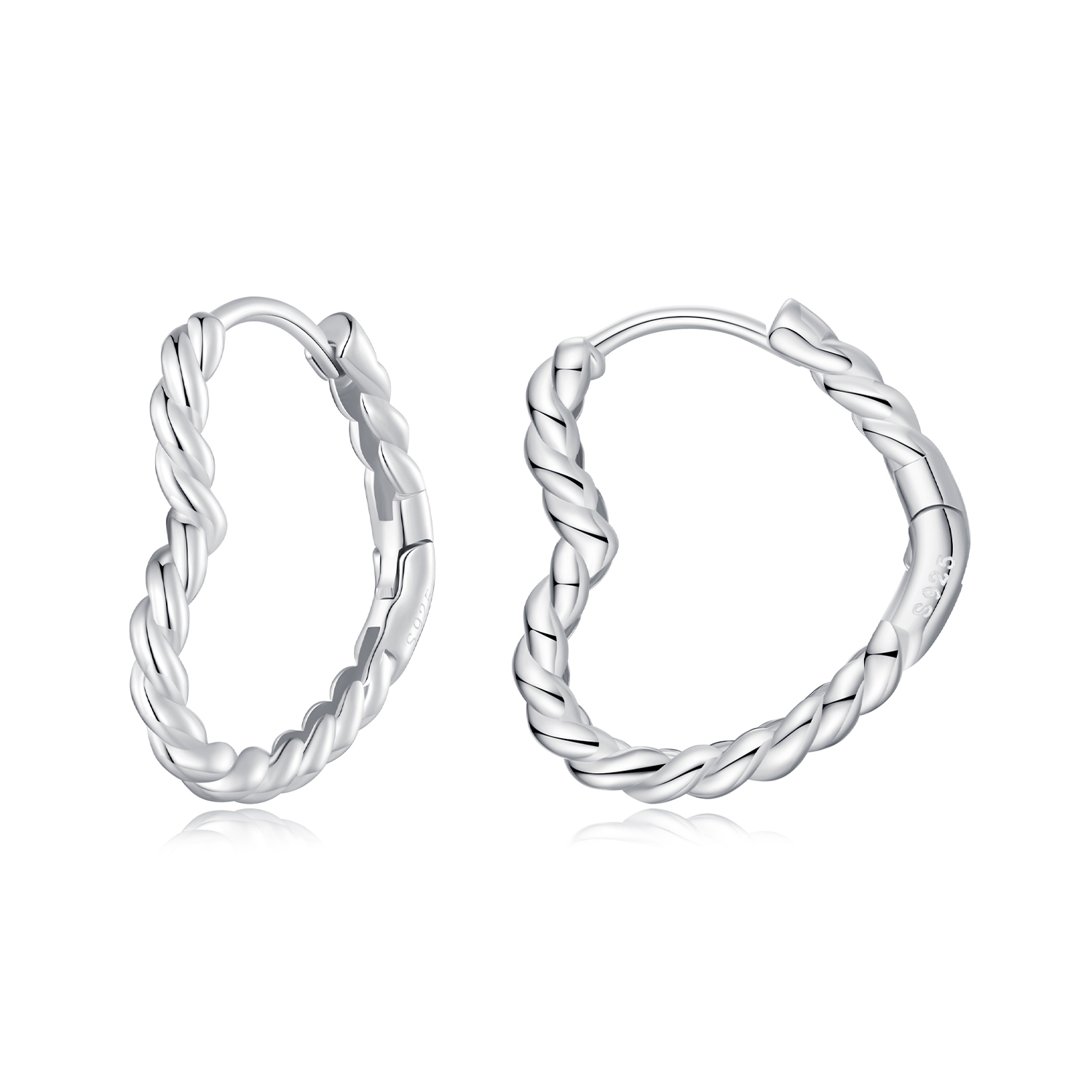 aretes de argollas con estilo pandora en forma de corazón sce1606
