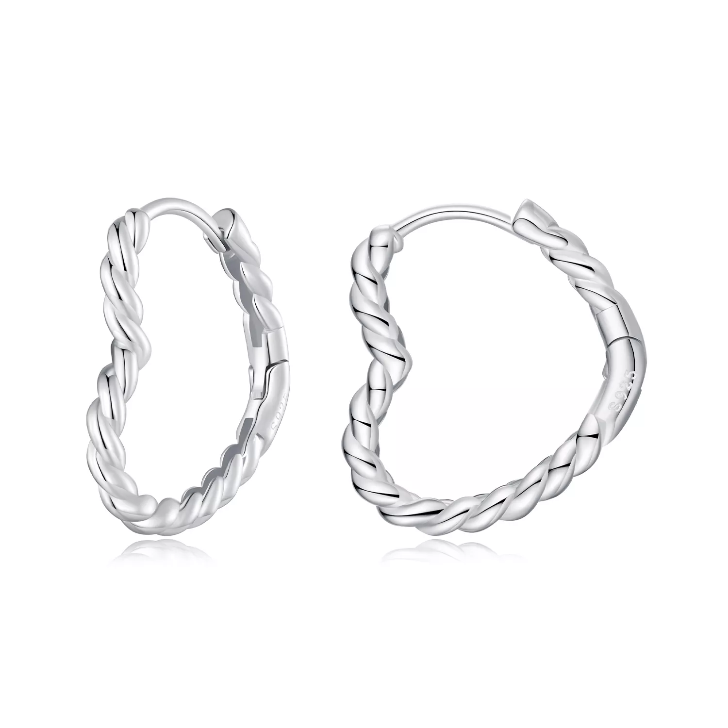aretes de argollas con estilo pandora en forma de corazón sce1606