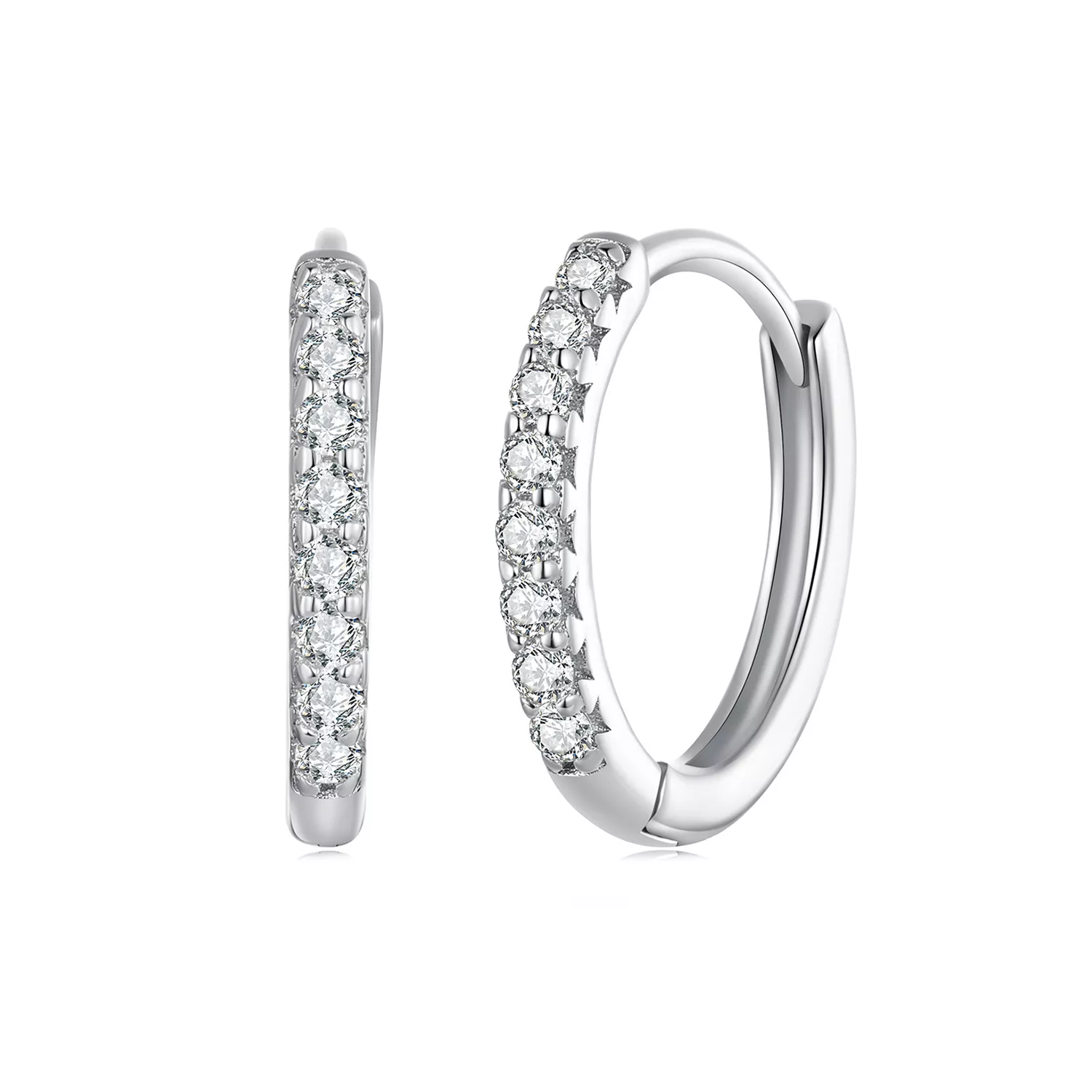 aretes de argollas finas estilo pandora con moissanite mse022