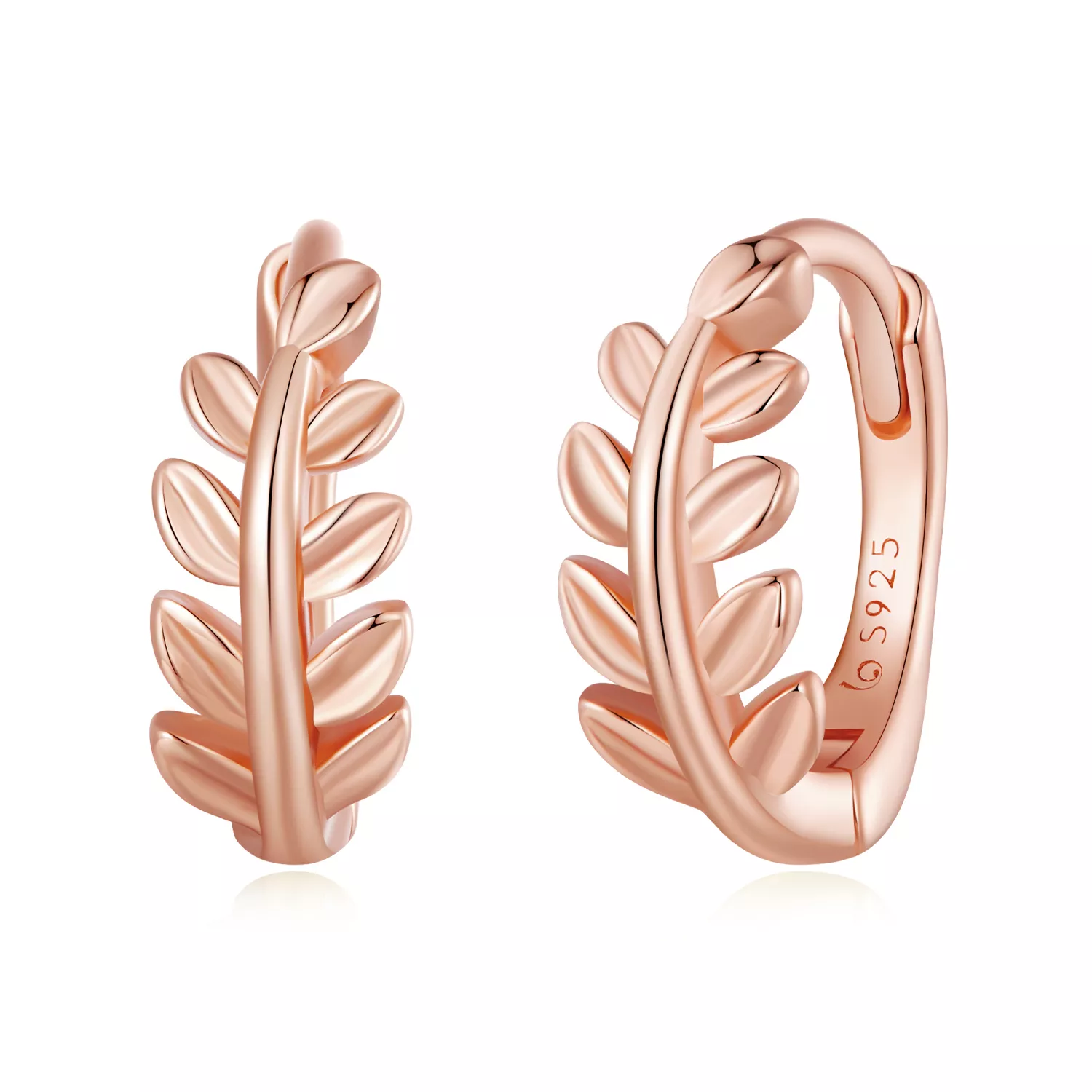 aretes de aro estilo pandora con hojas bse500 c