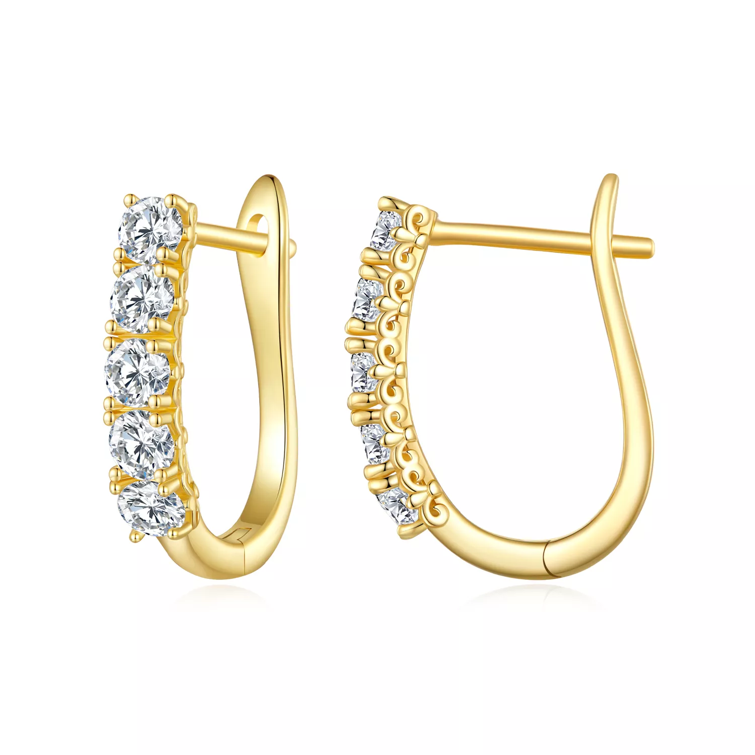 aretes en forma de u con patrón de moissanite de estilo pandora mse011 b
