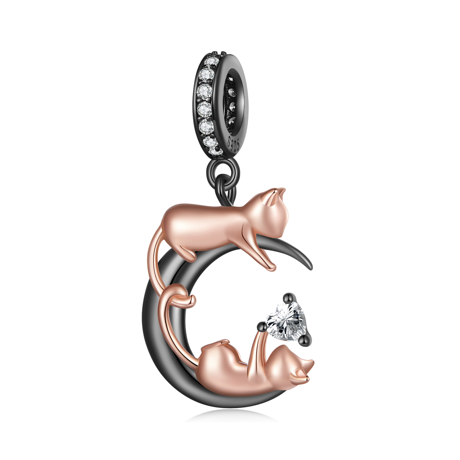 colgante encanto estilo pandora jugando con gatos scc2518