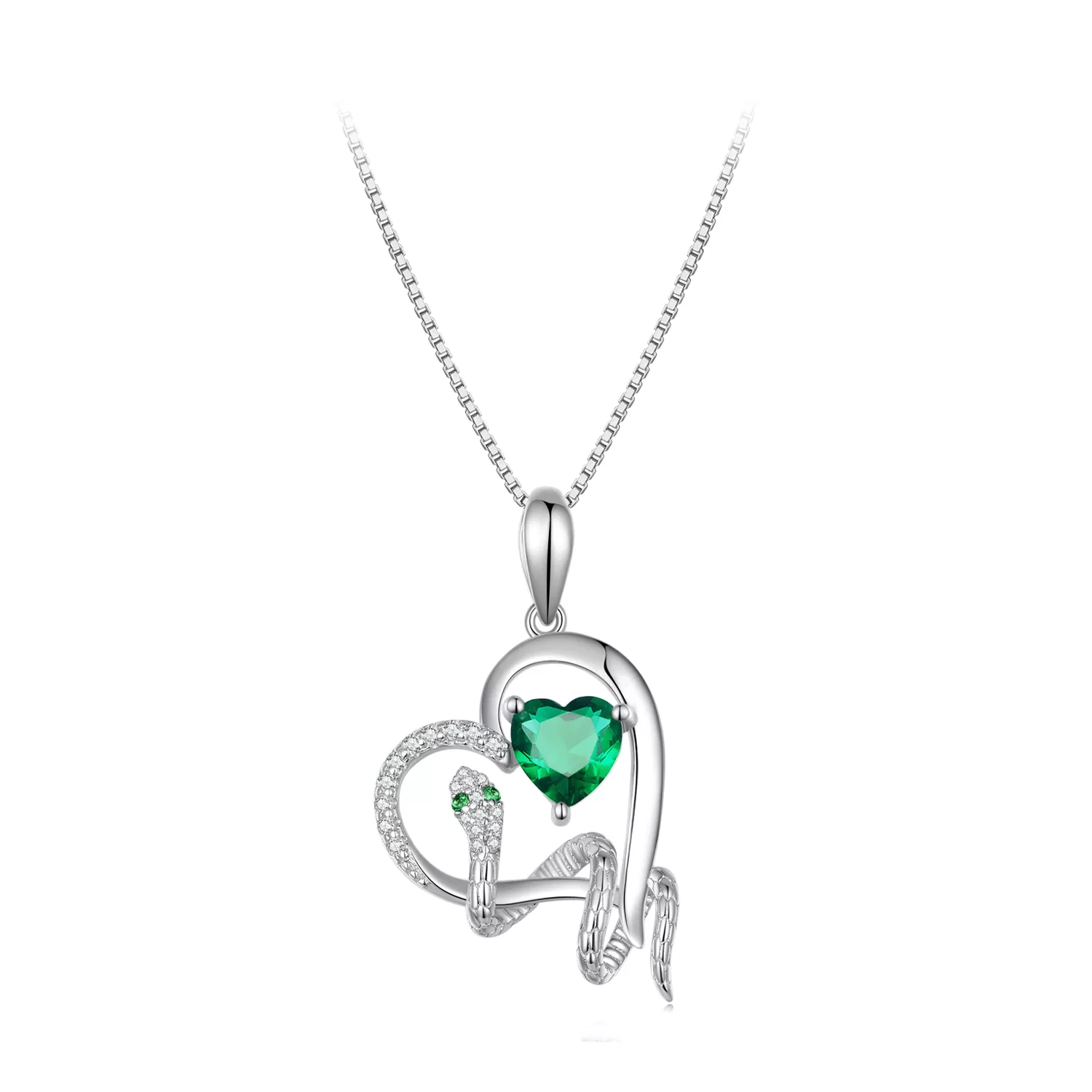 collar estilo pandora con exquisita serpiente en forma de corazón bsn327