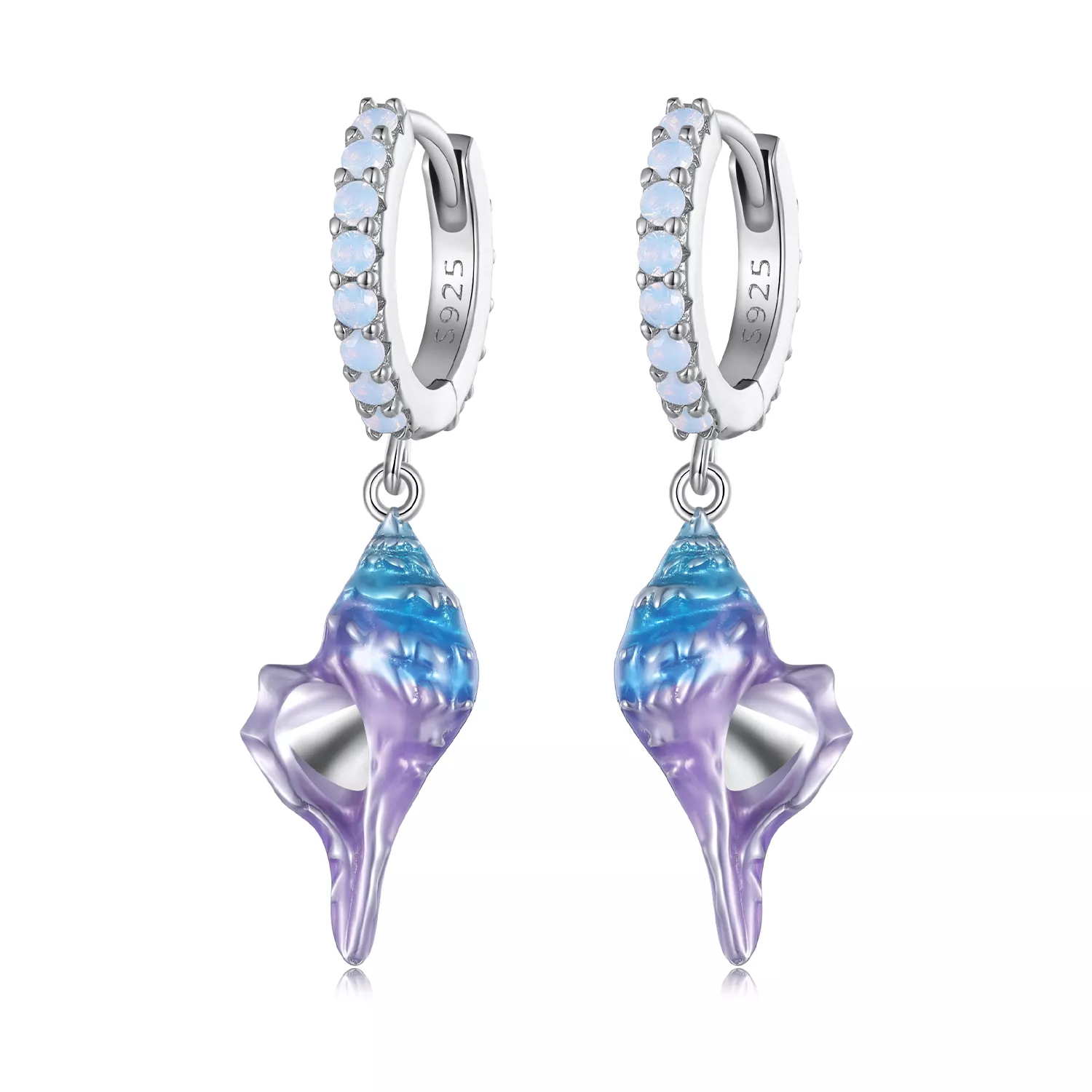 estilo pandora dream conch aros pendientes bse841