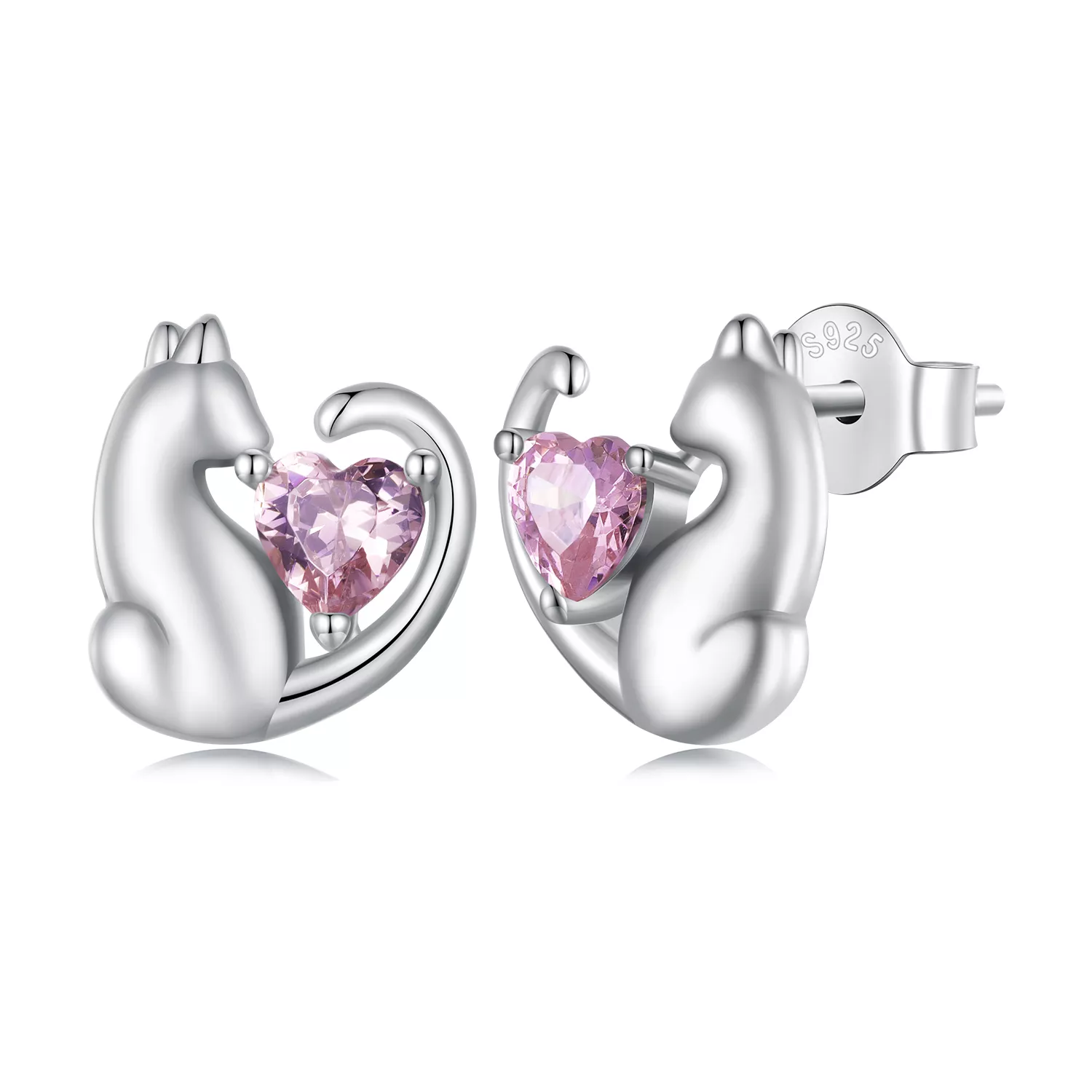 estilo pandora los pendientes de gato sce1591 a