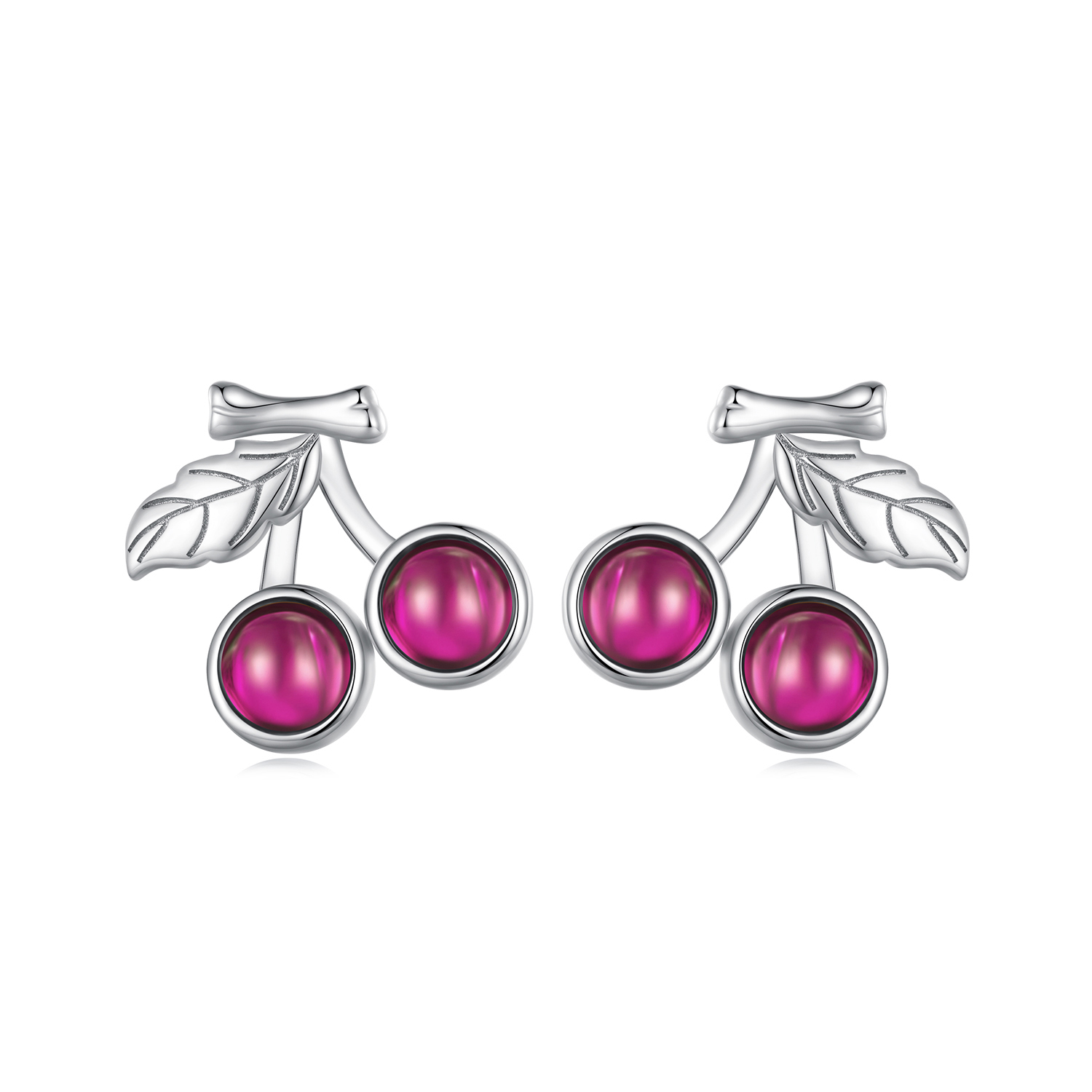 estilo pandora pendientes de botón de cereza sce1604