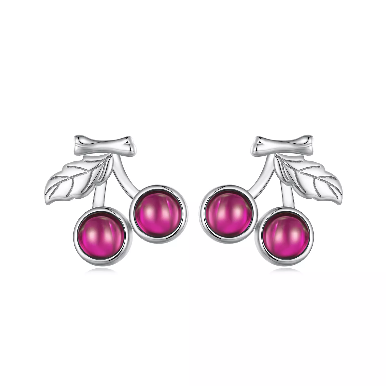 estilo pandora pendientes de botón de cereza sce1604