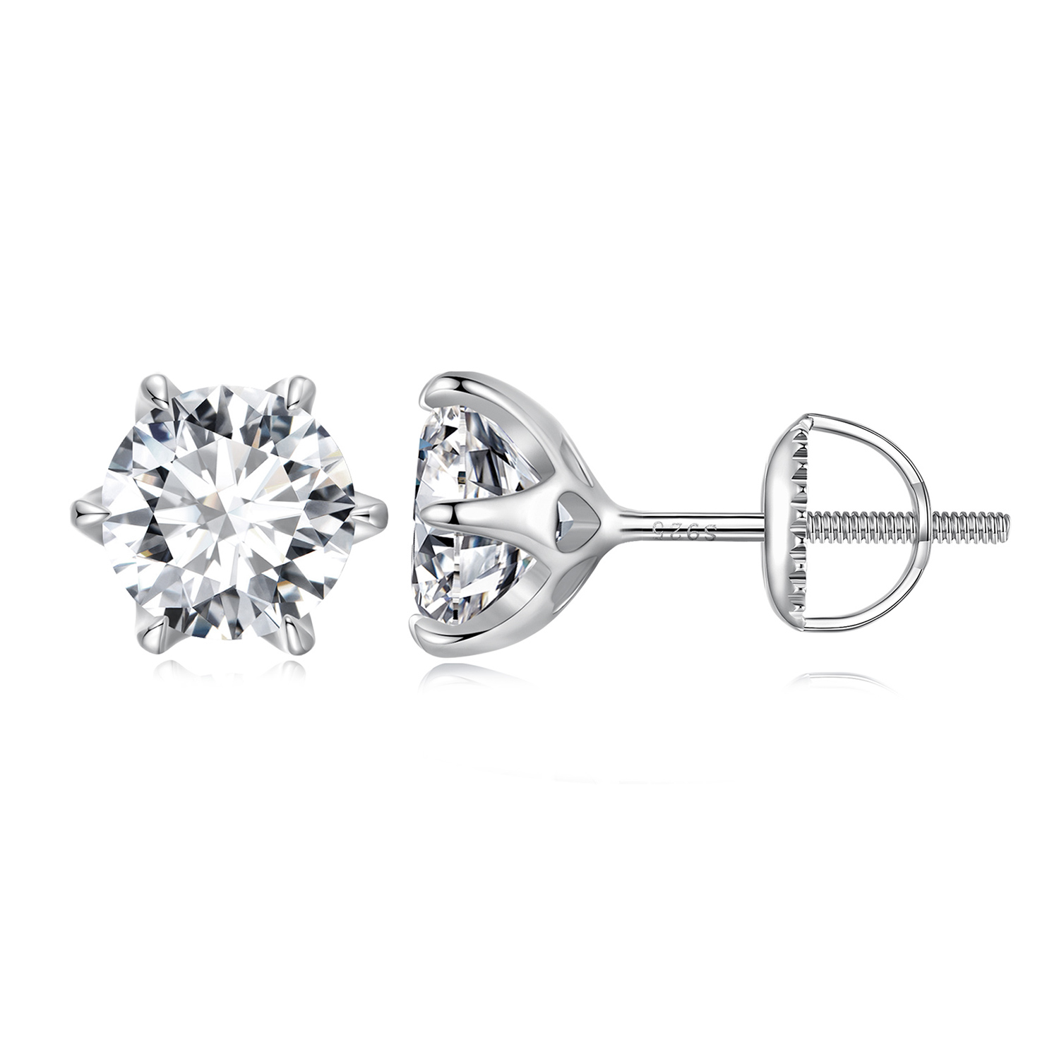 estilo pandora pendientes de tachuela de moissanita de 2 quilates mse021 l