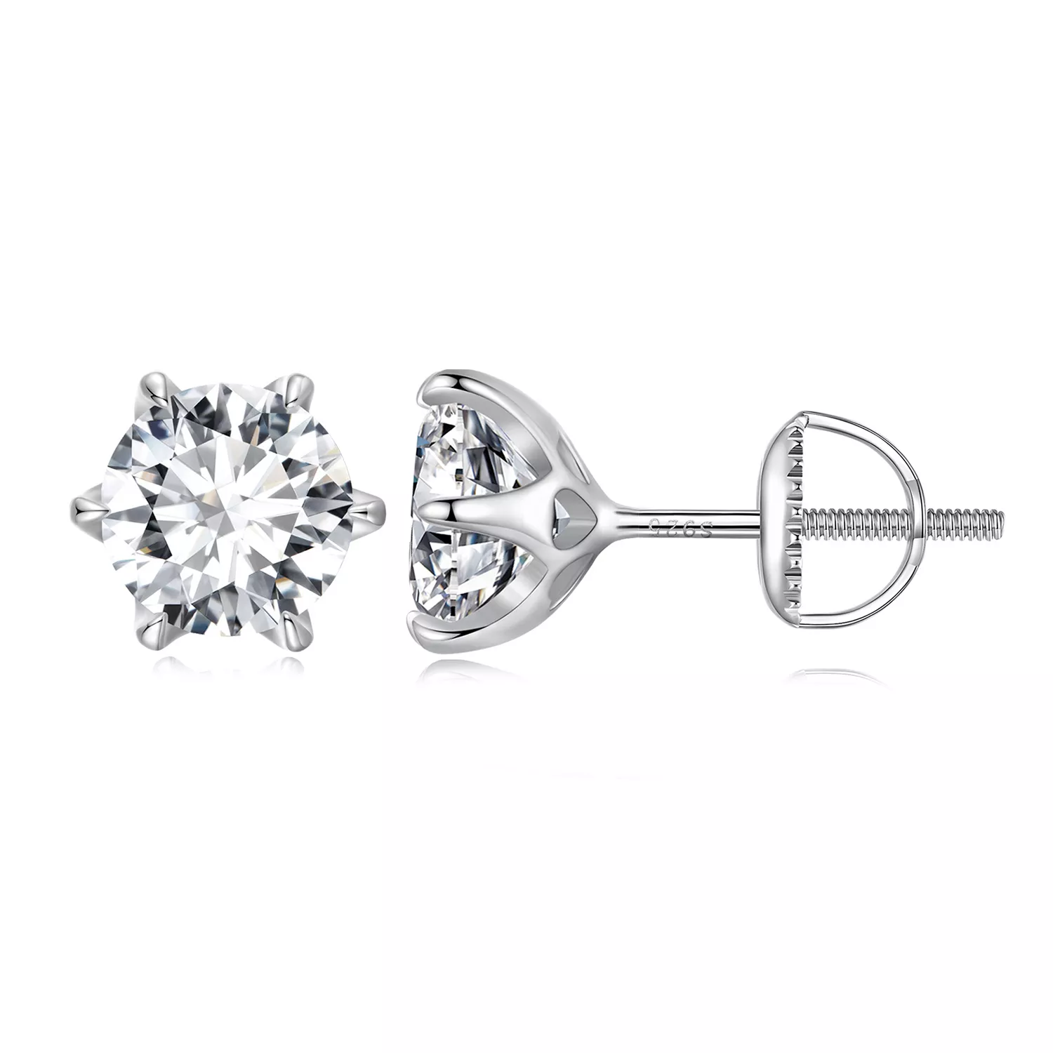 estilo pandora pendientes de tachuela de moissanita de 2 quilates mse021 l